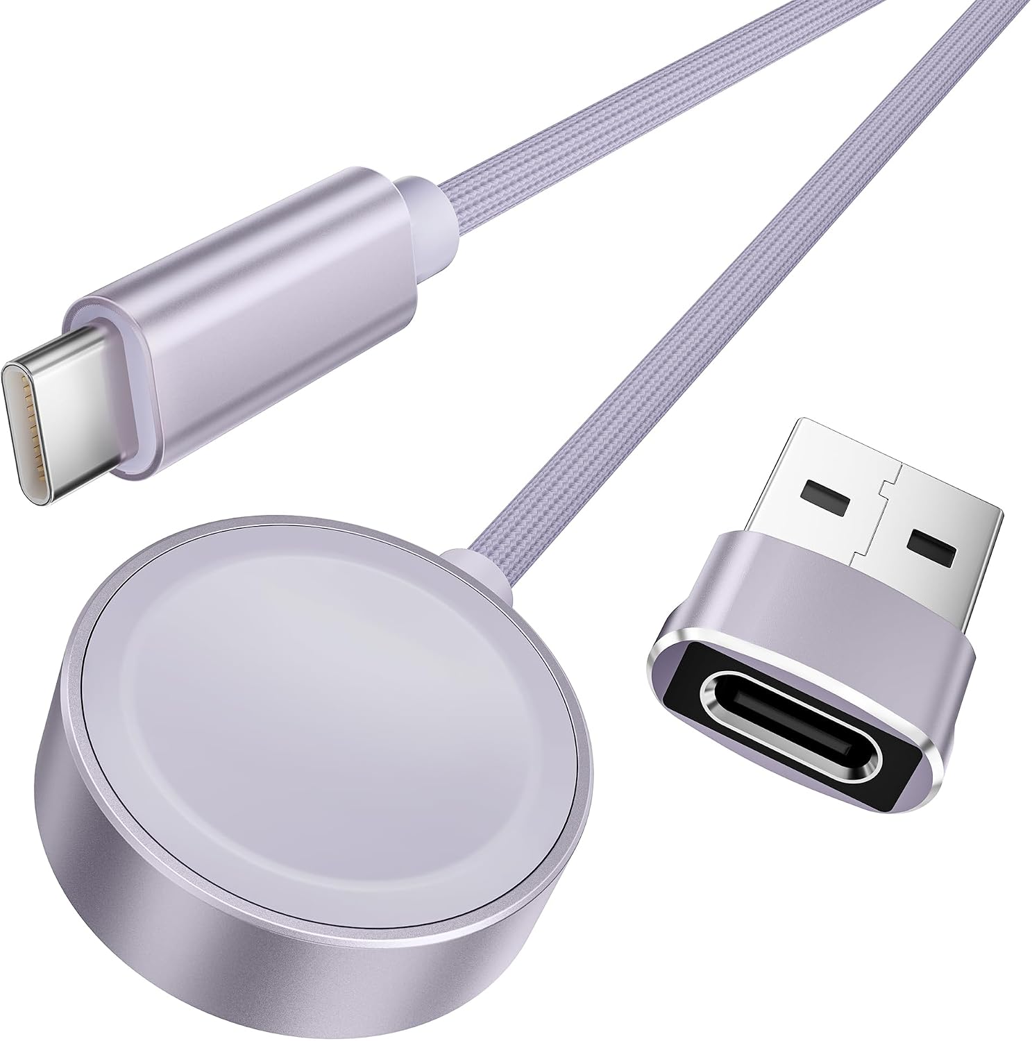 Elebase for Apple Watch 11 Charger Cable,5W Magnetic Fast Charging Adapter with USB C Cord 4FT & USB A Adapter,Type C Wireless Charger Dock for iWatch Series 10 9 8 7 6 5 4,Ultra SE 3 2 1