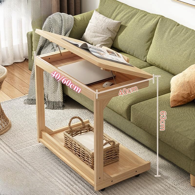 多機能キャスター付きC型サイドテーブル：木目調でスタイリッシュ 多機能キャスター付きC型サイドテーブル：木目調でスタイリッシュ 東谷