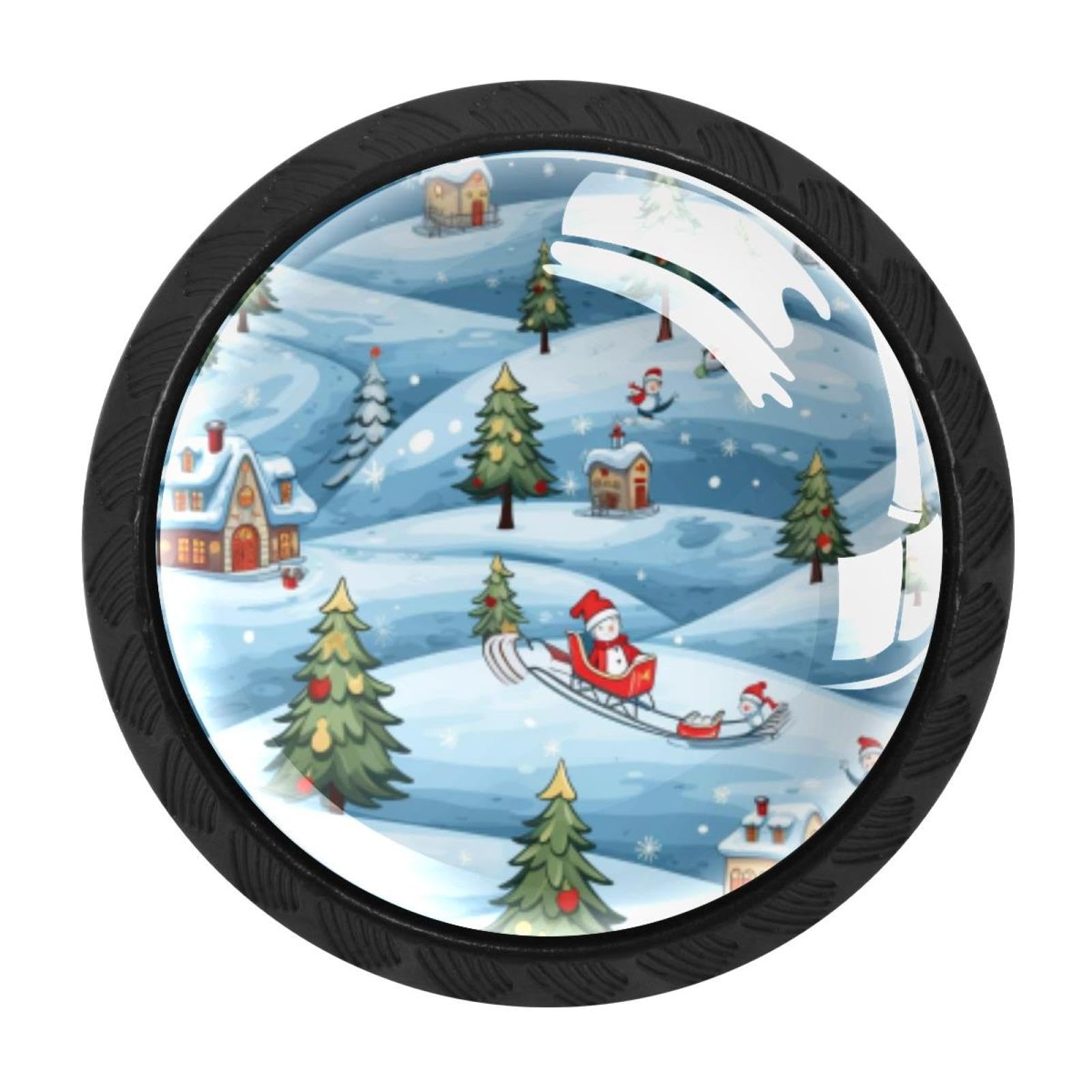 CHENZZZZ 4 Pieces Christmas Sleigh Kitchen Cabinet Knobs Drawer Knobs Dresser Knobs Black Knobs Drawer Pulls Dresser Drawer Handles Knobs for Dresser Drawers