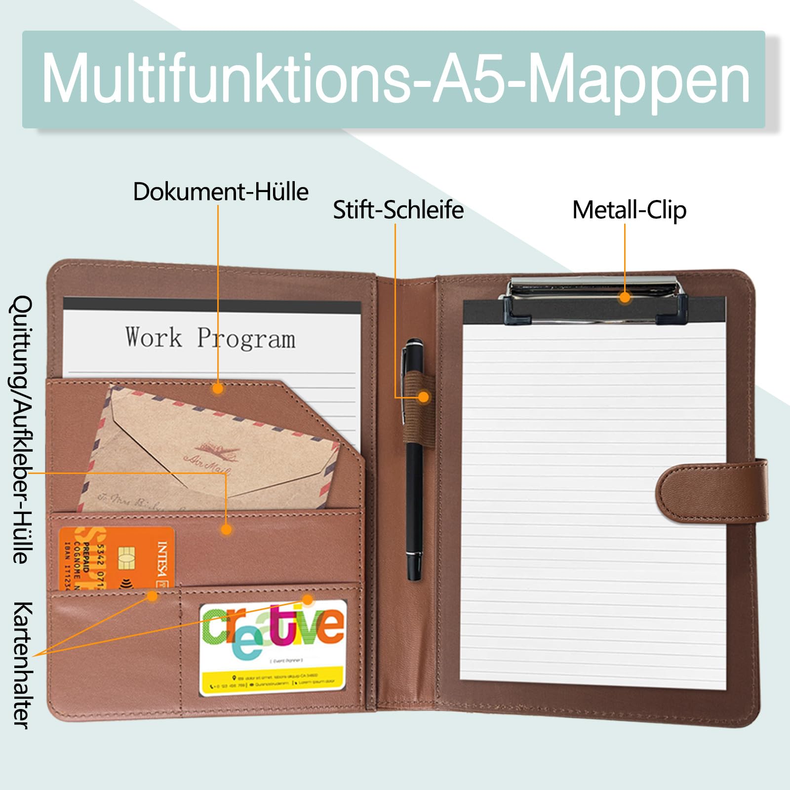 NOTEZMATE Conférencier A4 En Similicuir Avec Fermeture Magnétique