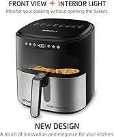 Vista 2 de Mondial - Visera digital para freidora de aire, capacidad de 5.3 cuartos de galón - Alta potencia y elegante acabado de acero inoxidable - Negro e
