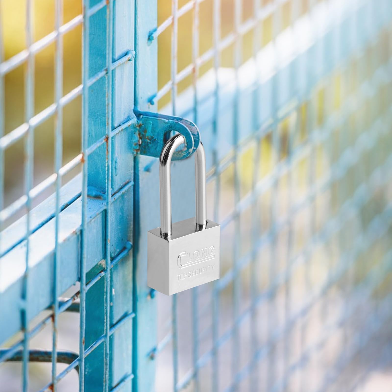 Sollbry Cadenas à Clé Cadenas Robuste à Anse Longue Avec 4 Clés, Cadenas Sécurité Etanche