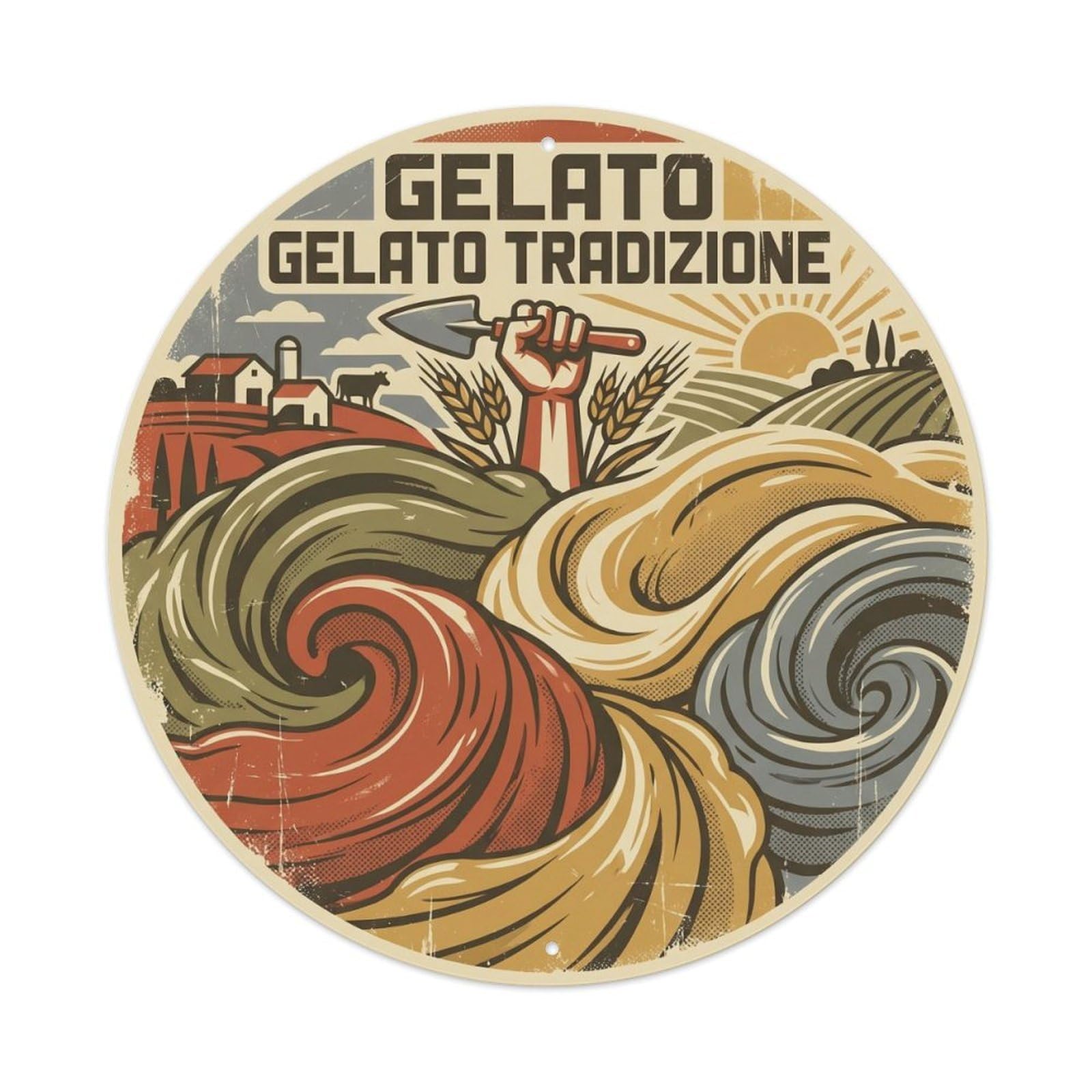 Gelato Dessert Culture Silkscreen Travel Parlor Vintage Metal Tin Sign Plaque Wall Decor for Cafe, Club Bar, Office, Garden Metal Poster 8x8Inch