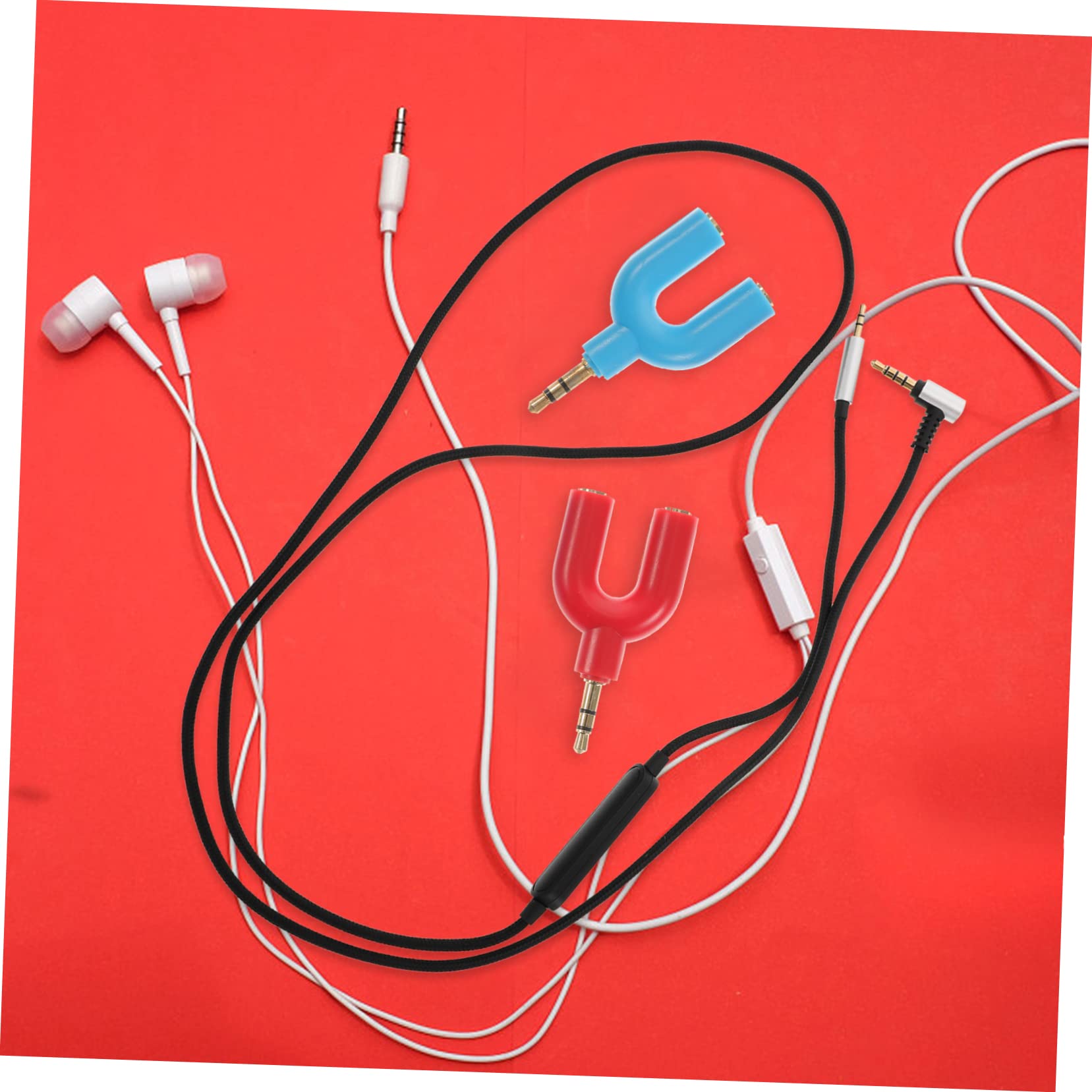UKCOCO 30pezzi u Shape Adattatore Cuffie y Splitter Audio Audio Per Smartphone e Tablet Rosso Blu