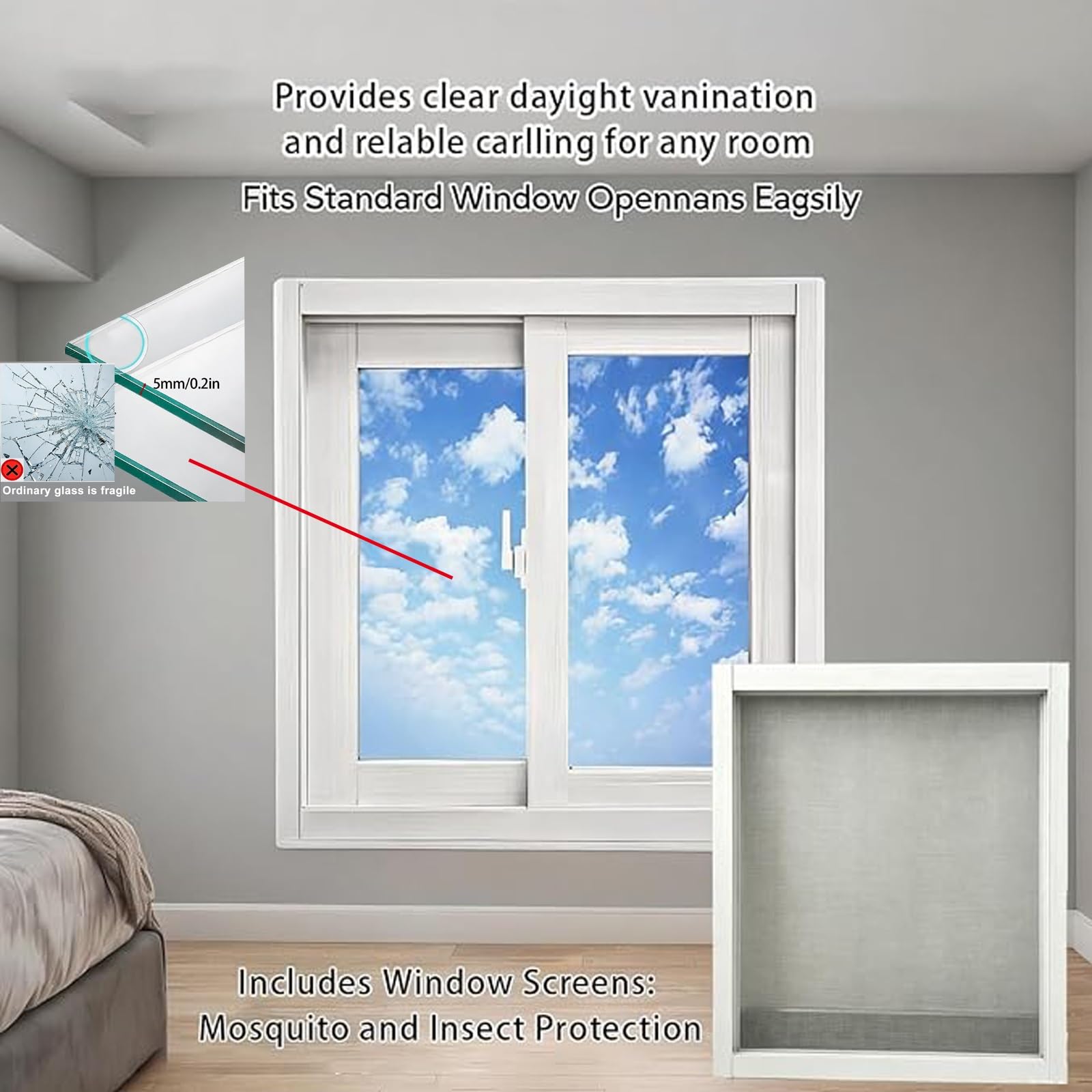 50x23cm,64x45cm,Ventana Corrediza De Aluminio,Ventana Del Sótano Pantalla