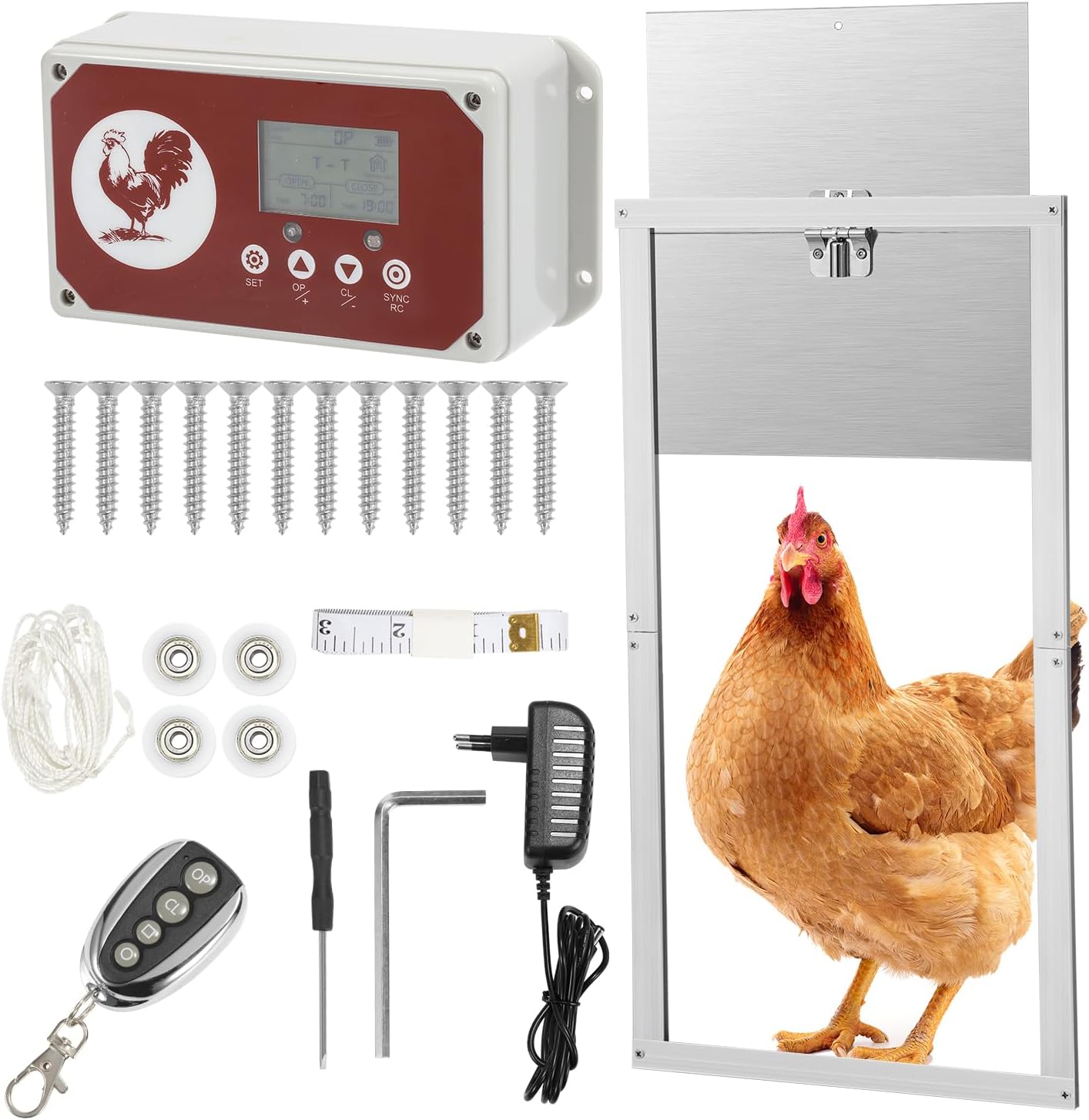 VOSS.farming Poultry Kit Mit Lichtsensor VOSS.farming Automatische Hühnerklappe - Hühnertür Mit Lichtsensor & Zeitschaltung Hühnerstall Türöffner