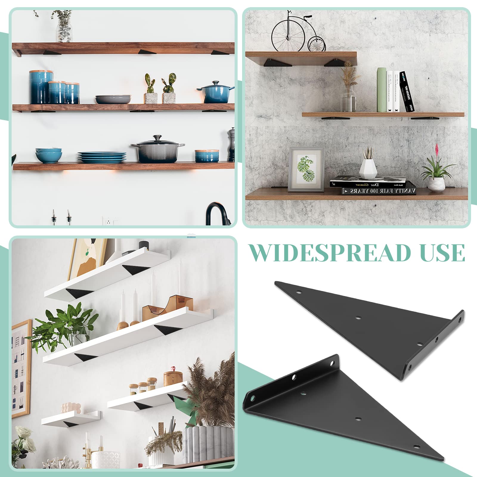 Snapklik.com : 4 Pack Shelf Brackets - 9 Inch Triangle Brackets For Shelves