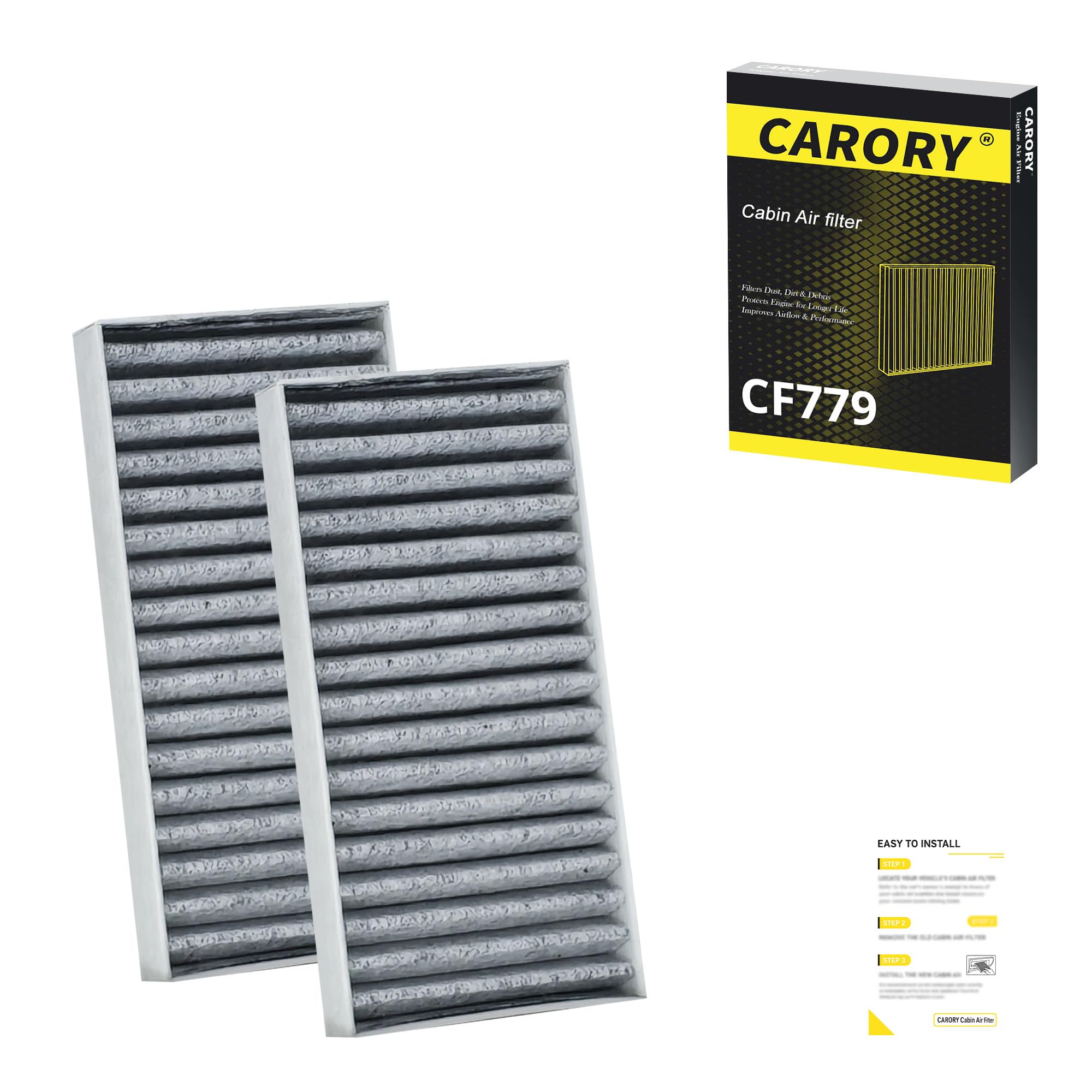 Cabin Air Filter w/Activated Carbon for Jeep Wrangler (2011-2017), Wrangler JK (2018), OE# 55111302AA, 68233626AA, CF11777, C16177E, P3923WS, CF779