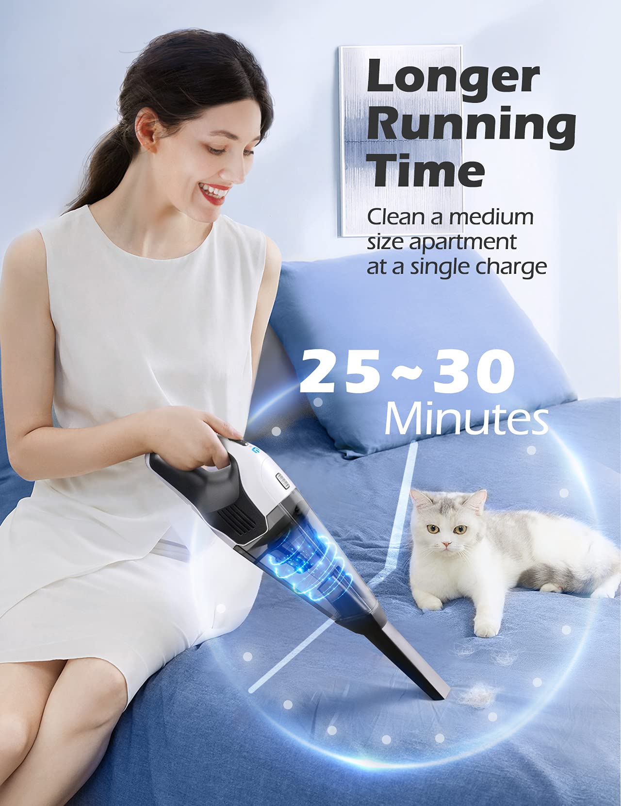 Holife Handheld Vacuum Cordless, 6.5Kpa Powerful Hand Held Hoover