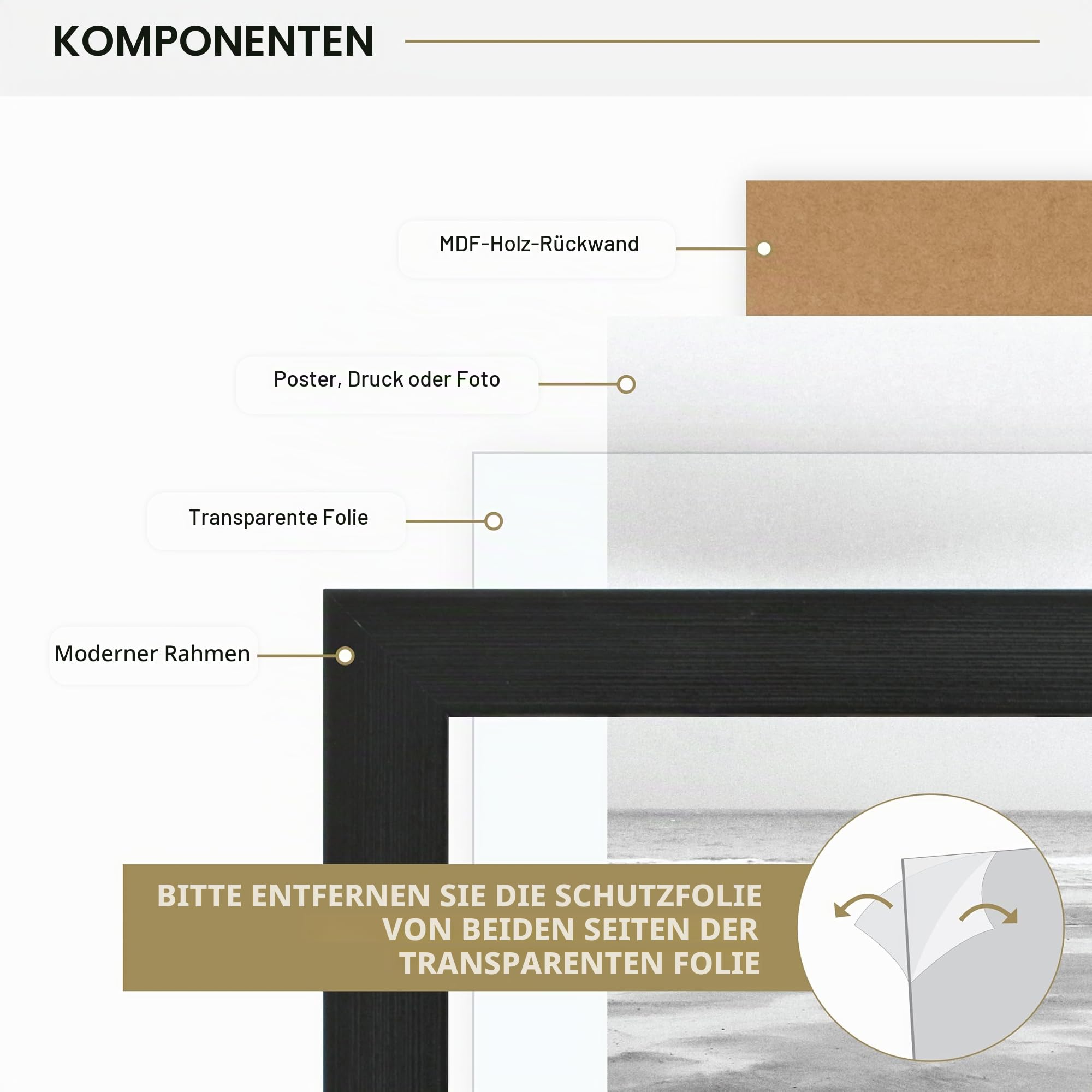 MCS Museum Posterrahmen, 61 x 91,5 cm, Onyx, 24 x 36 in