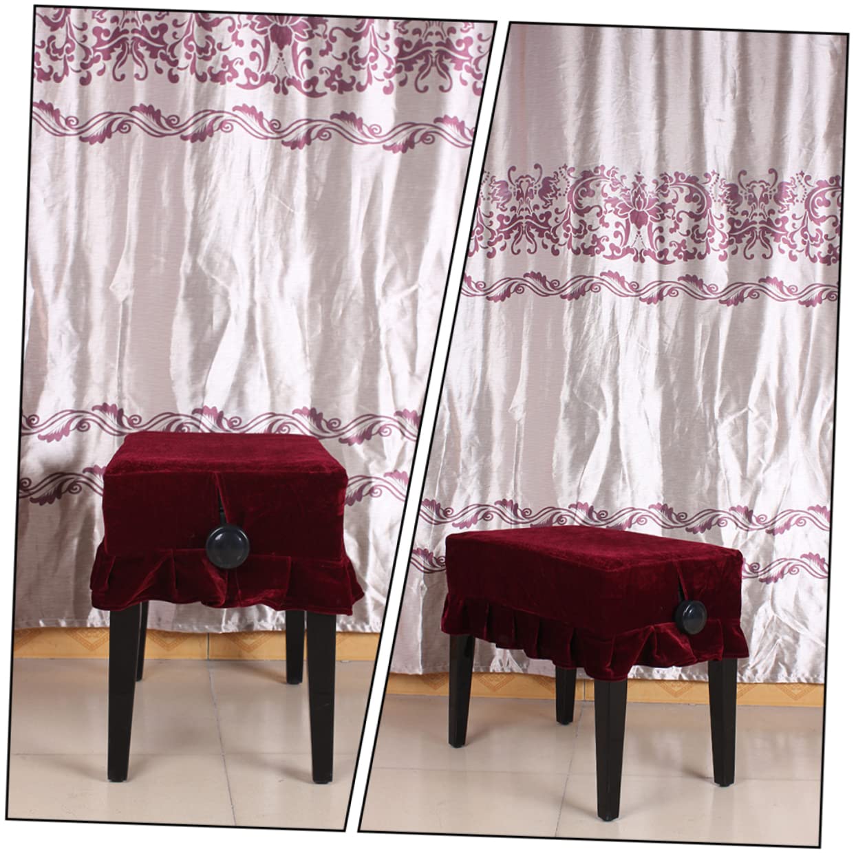 Holibanna Coprisgabello in Velluto Pluche Rosso Scuro per Pianoforte Comodo e Facile da Smontare, per Sgabello Singolo in Hotel o Centro Commerciale