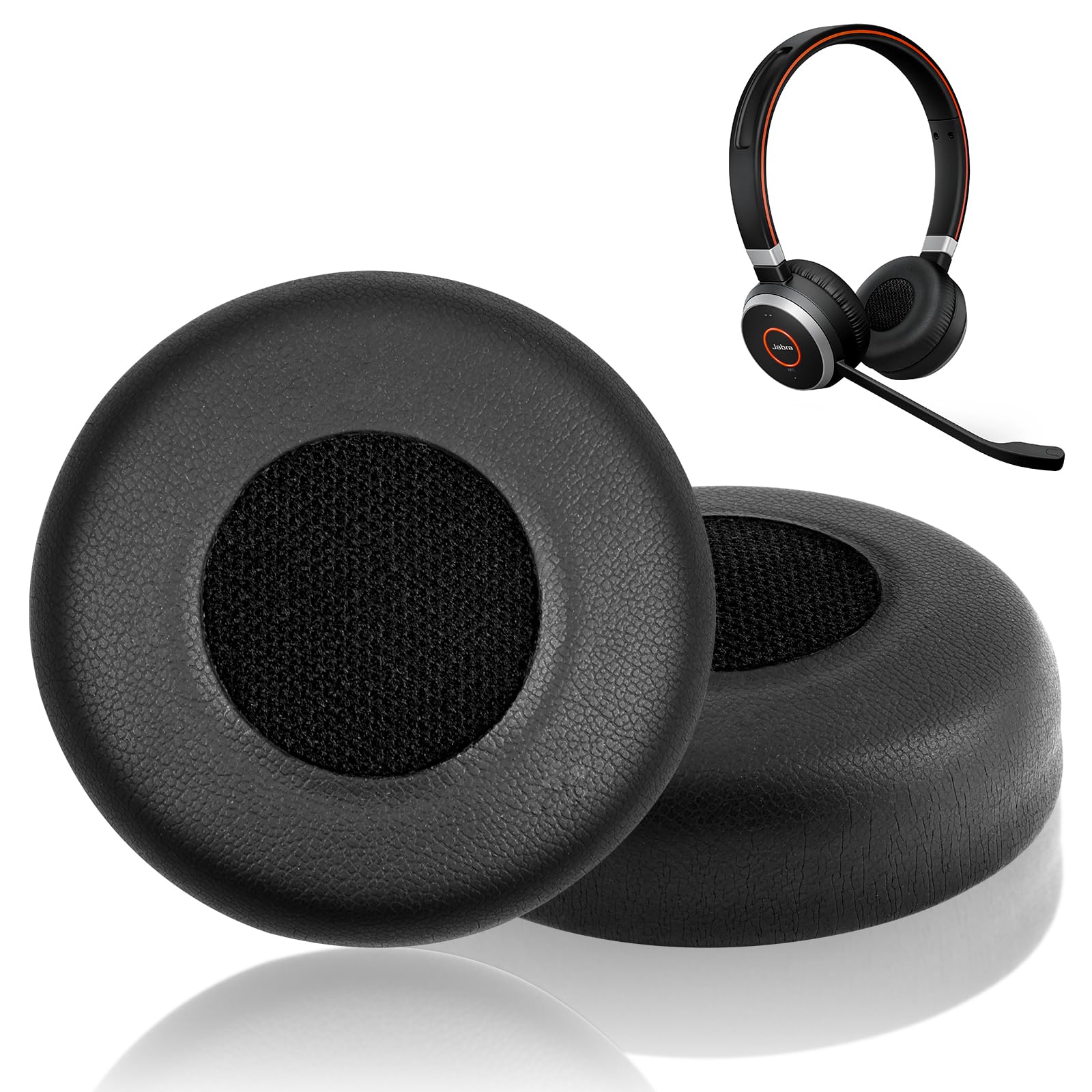 AXFEE Zamienne nauszniki do Jabra-Evolve 20, 20se, 30, 30II, 40, 65, 65+, z miękką skórą proteinową, pianką z pamięcią kształtu, profesjonalna wyściółka do słuchawek nausznych, czarne