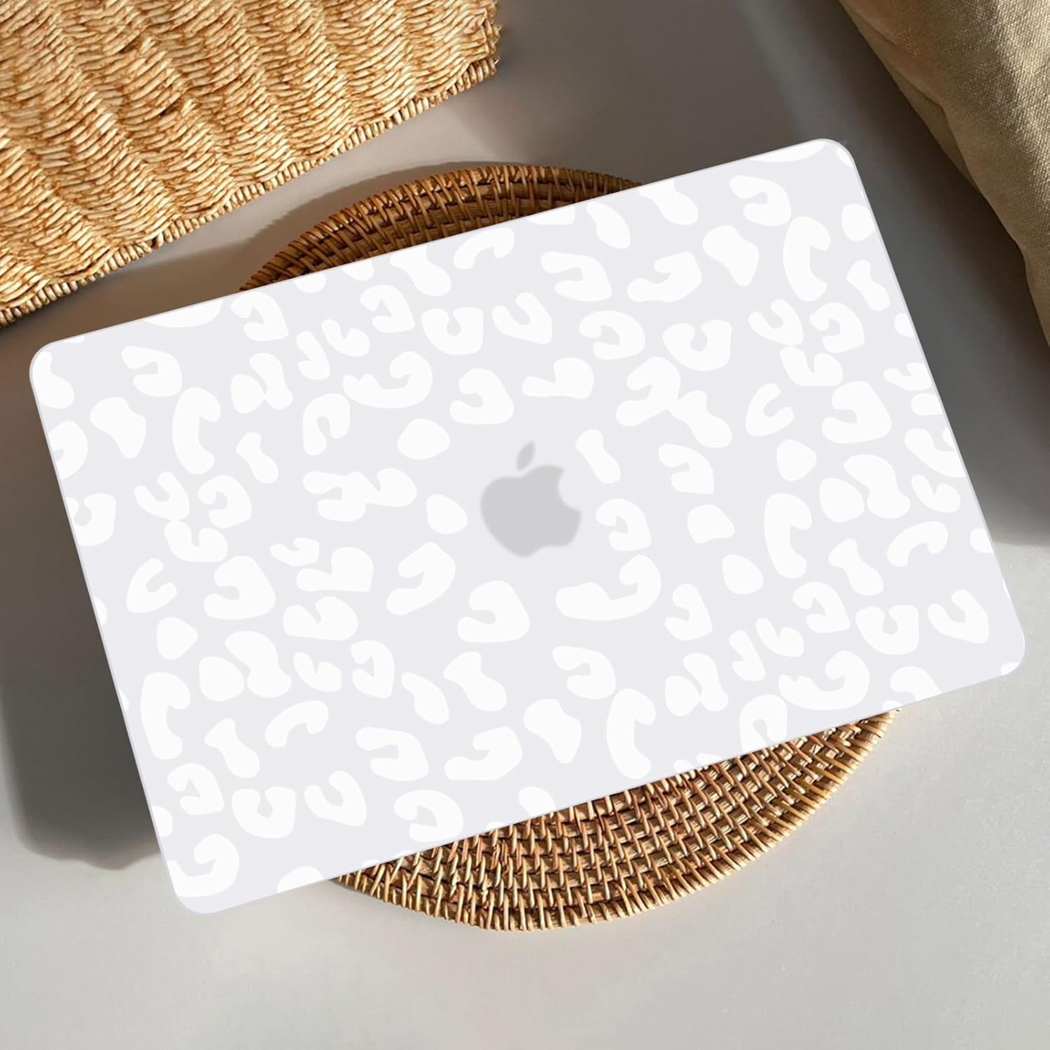 AKIT Compatible with MacBook Air 13 inch Case 2026 2025 2024-2022 M4 M3 M2 A3240 A3113 A2681, Unique Hard Shell Laptop Case+Screen Protector+Keyboard Cover for MacBook Air 13.6 inch, White Leopard - Image 3