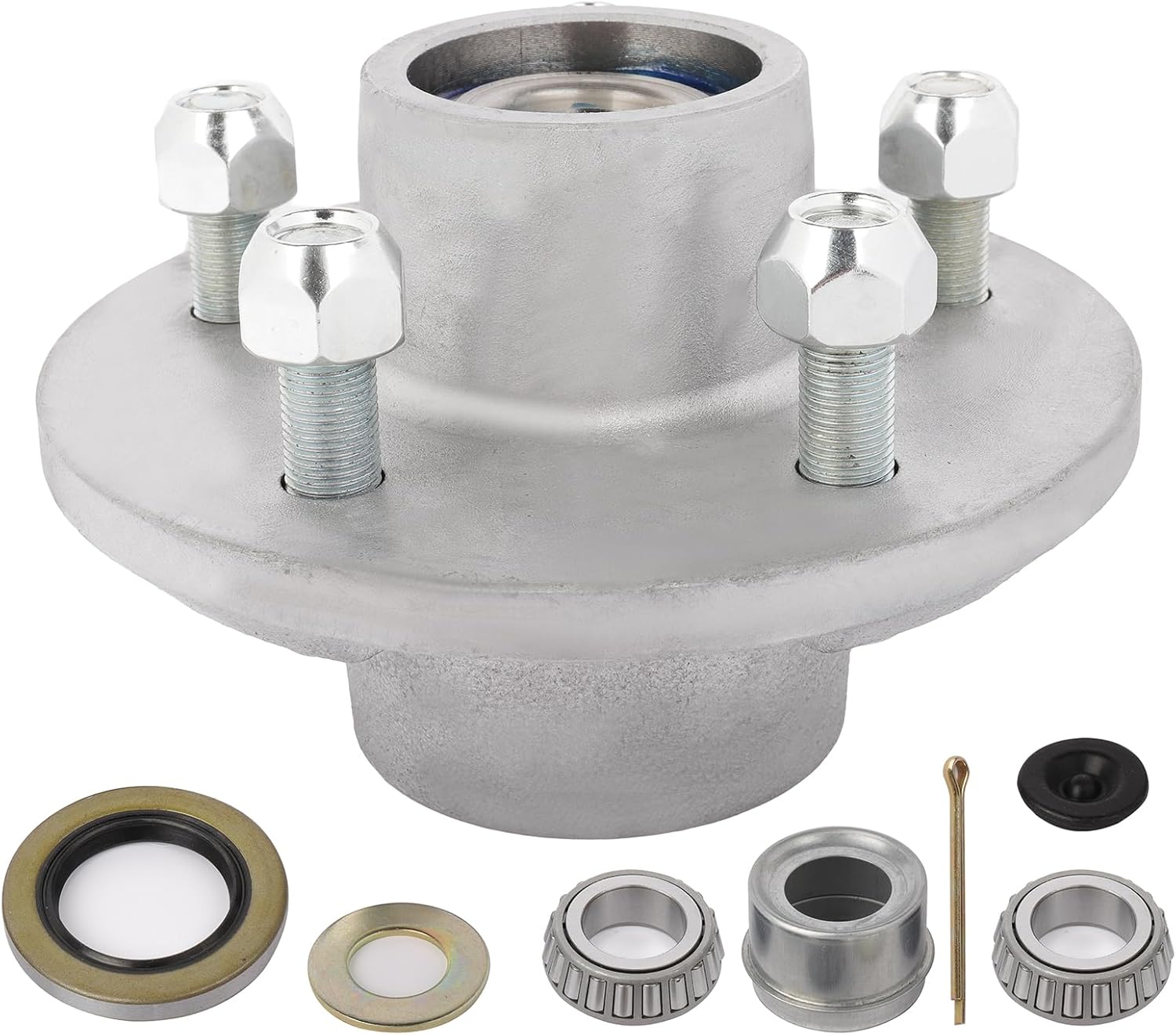 OCPTY Trailer Hub Wheel Bearing Kits for 1-1/16 Outer 1-3/8 Inner Tapered Spindle Grease Seal for 3,500 lb. Axles 5 Bolt Lug Hot-Dipped