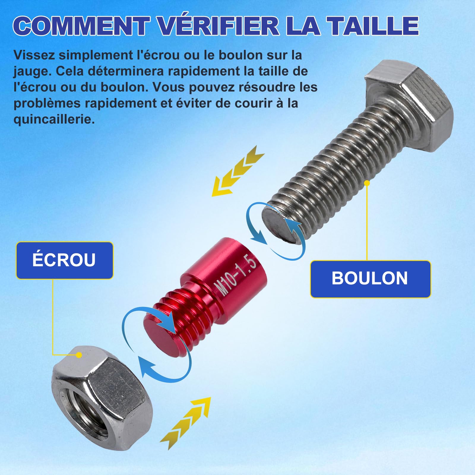 Jeu de 50 jauges de filetage - Testeur de filetage pour vis et écrous - Jauge de filetage en alliage d'aluminium avec métriques et impériaux - Convient pour la détection et la mesure des dimensions de