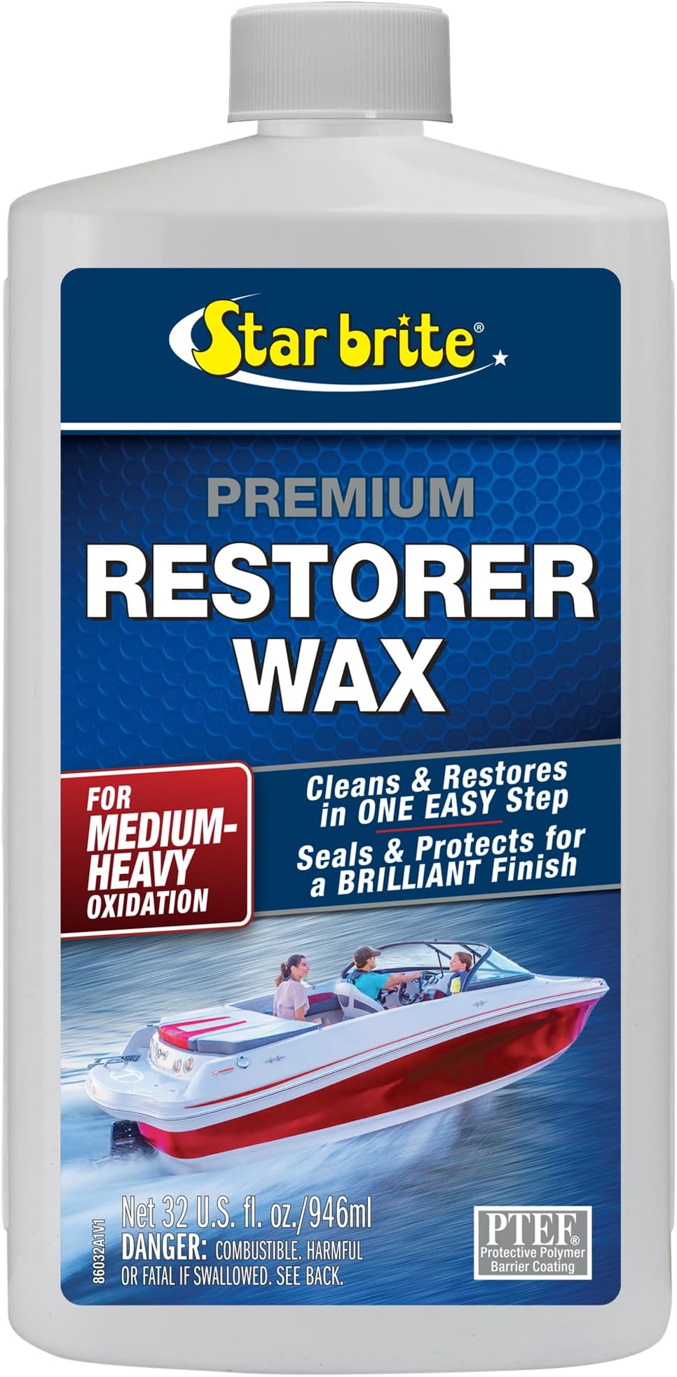STAR BRITE Premium Restorer Wax - For Medium to Heavy Oxidation - Cleans & Restores in One Easy Step - Seals & Protects for a Brilliant Finish