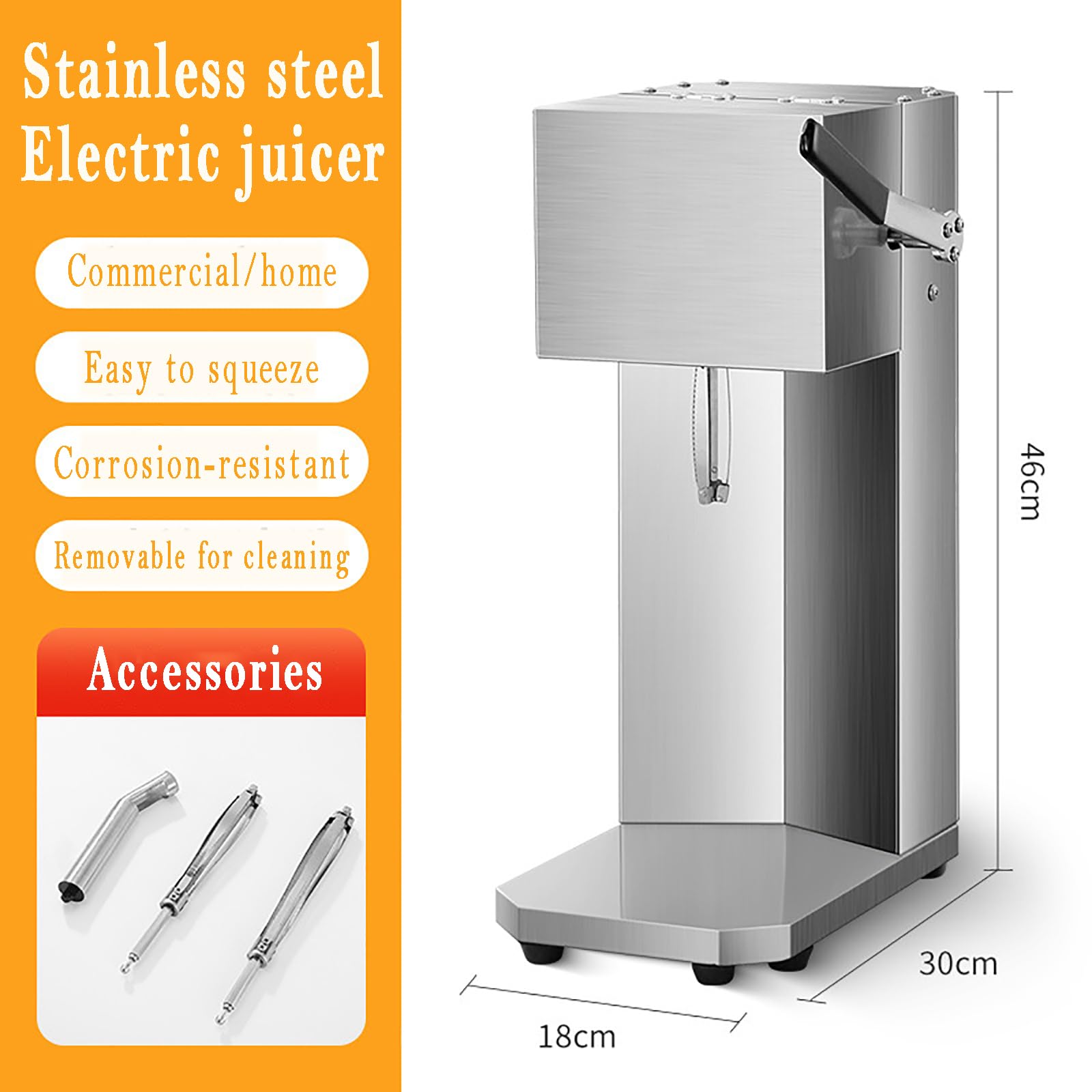 Exprimidor eléctrico, exprimidor comercial de cítricos de acero inoxidable, fácil extracción de jugo en 3 segundos, sin pelar ni regar, ideal para naranjas, limones, sandías, pomelos