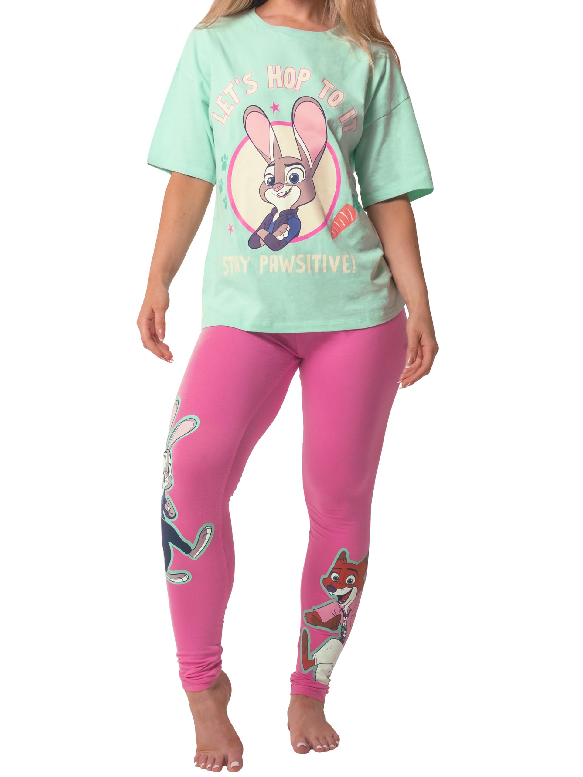 Disney Pjs, Zootropolis Womens Pyjamas, Judy Hopps Cotton Pyjamas, Womens Nightwear, Zootopia Ladies Pjs, Green Small