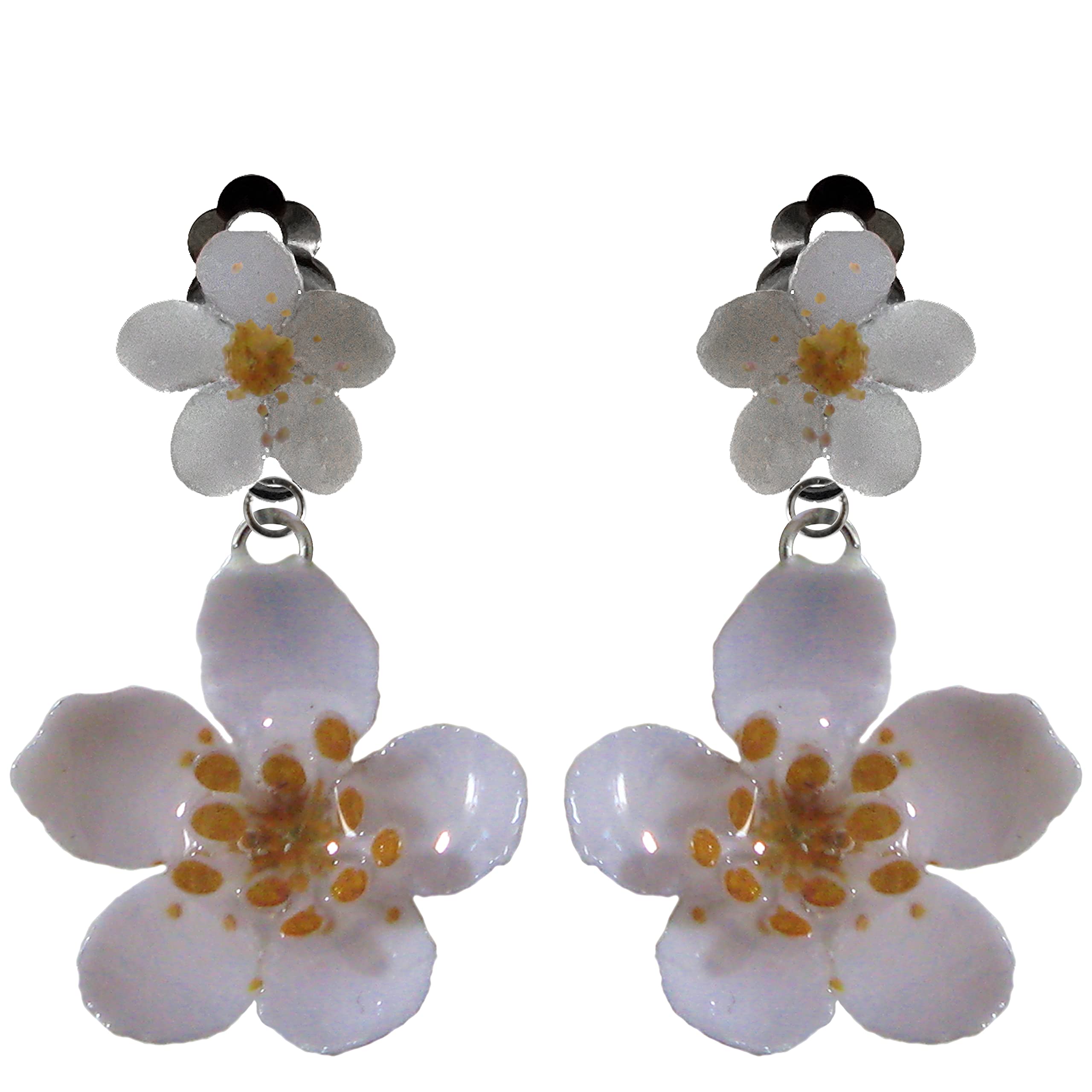 ORECCHINI FIORI DI CILIEGIO BIANCHI CON CLIPS
