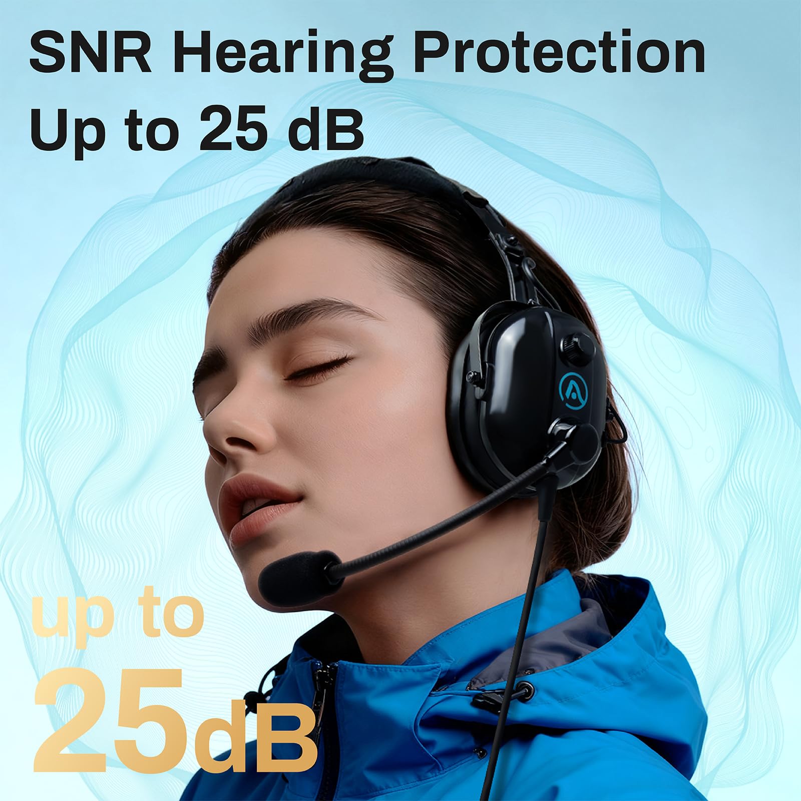 AIRVOICE Casque Aviation PNR avec Annulation Passive du Bruit, Oreillettes Confortables et Microphone Flexible - Étui de Transport Inclus