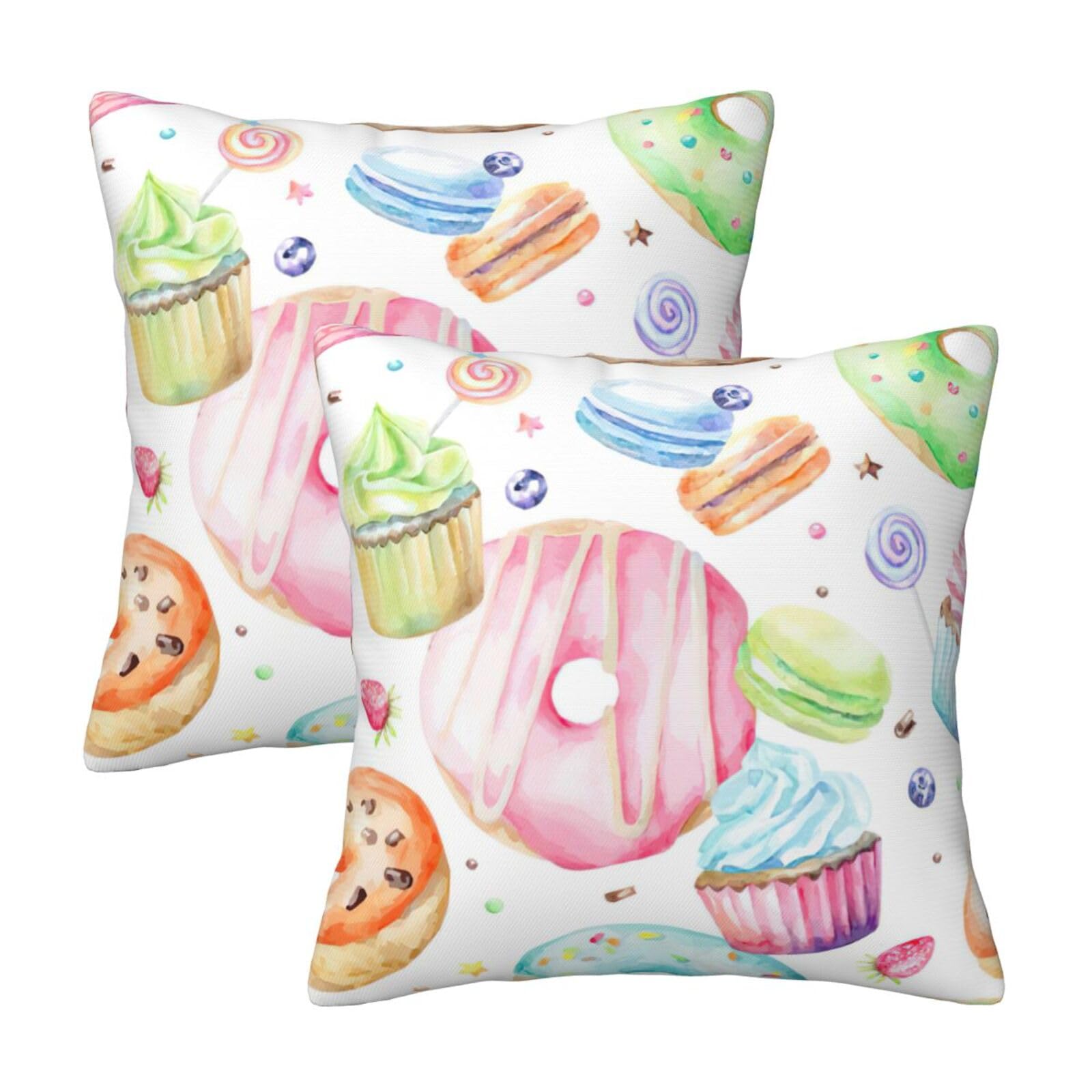 RRhgipp Cupcakes Donuts Muffins Sugar Throw Pillow Cases Decorative Cushion Covers Couch Bed Sofa Decoration Xmas Gifts Bed