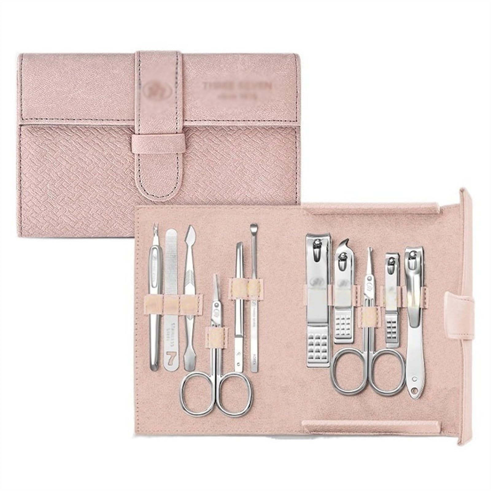GRFIT Zestaw do manicure Profesjonalny zestaw do manicure 11 w 1 Zestaw do manicure ze stali węglowej z PU Leather Case Zestaw do pielęgnacji paznokci dla kobiet Zestaw manicure (Color : Pink)
