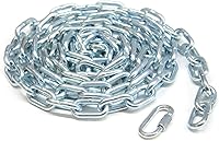 KingChain 1/4" x 15 ft Zinc-Plated Proof Coil Chain - 520 lb SWL, Grade 30 Straight Link General Purpose Chain