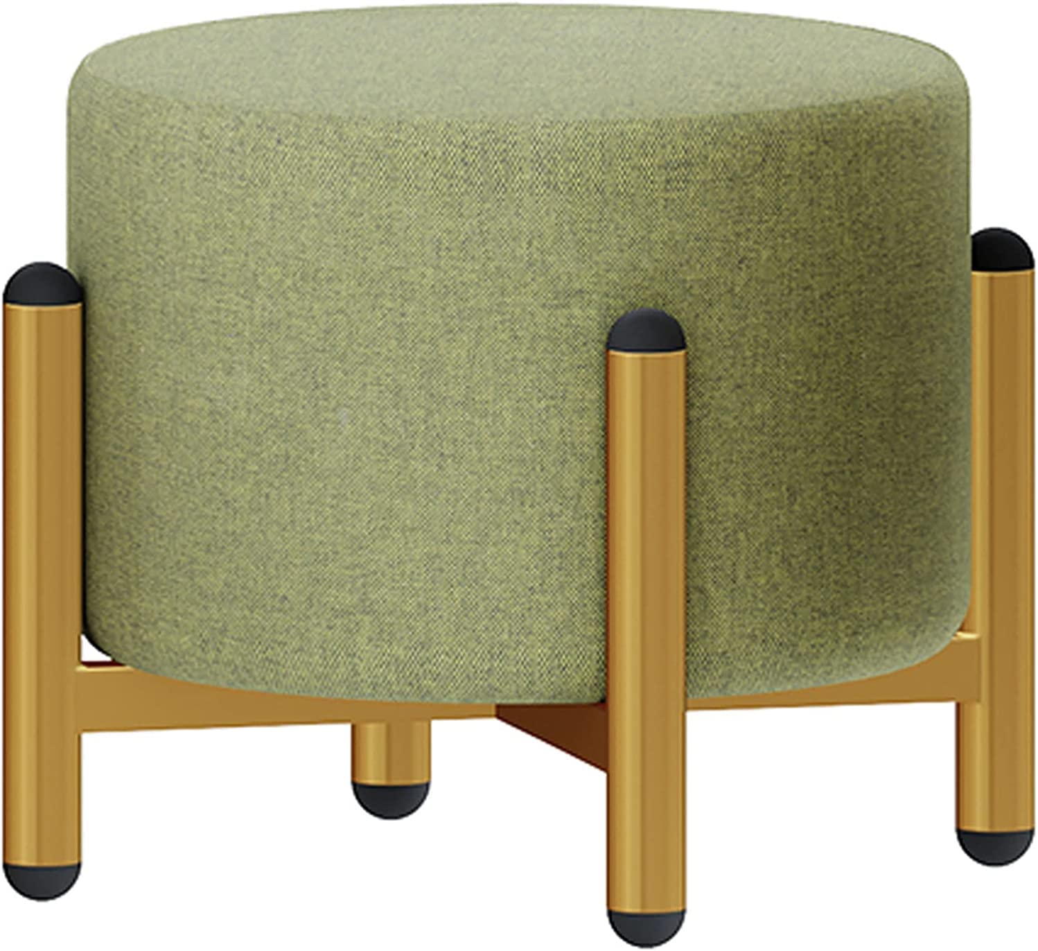 Repose-pieds réglable 3 hauteurs ottoman empilable en coton lin matcha gain de place
