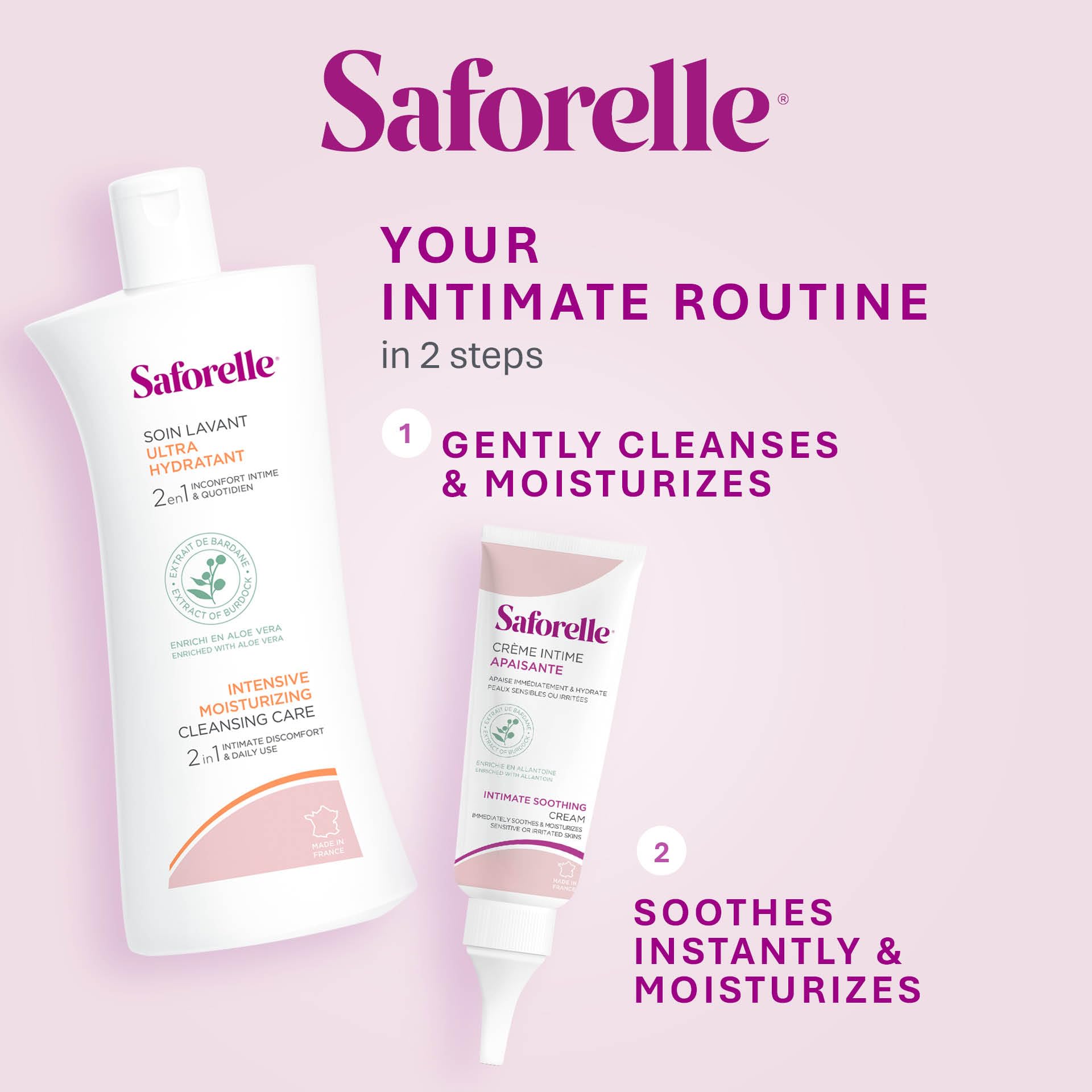 Saforelle Intensive Moisturizing Cleansing Care - 8.45 fl oz - Feminine Wash with Burdock Extract for Soothing Daily Cleansing