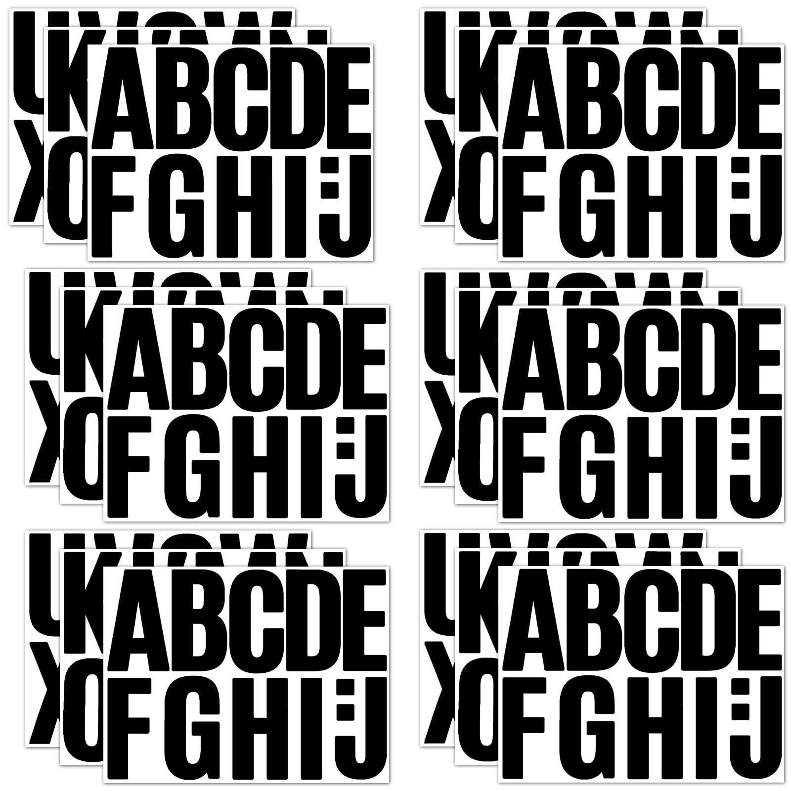 18 Hojas Pegatinas de Letras Mayúsculas, Pegatinas de Alfabeto Impermeables de 10,16cm Pegatinas de Letras Autoadhesivas Letras de Álbum de Recortes para Exteriores Decoración (Negro)