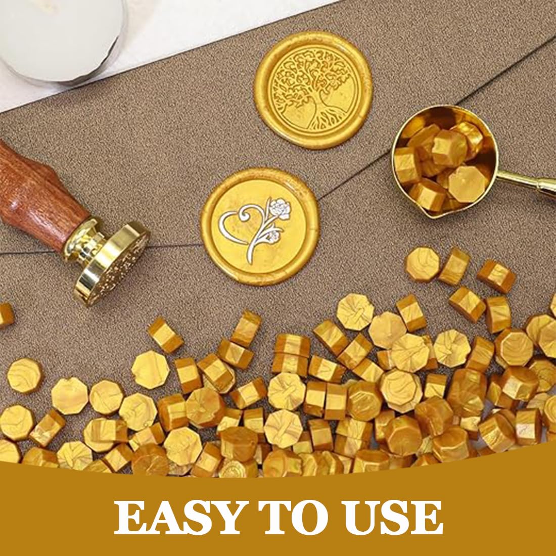 100 piezas de perlas de cera para sellar para invitaciones, tarjetas, sobres, embalaje de vino, envoltura de regalos, kit de sello de cera octogonal