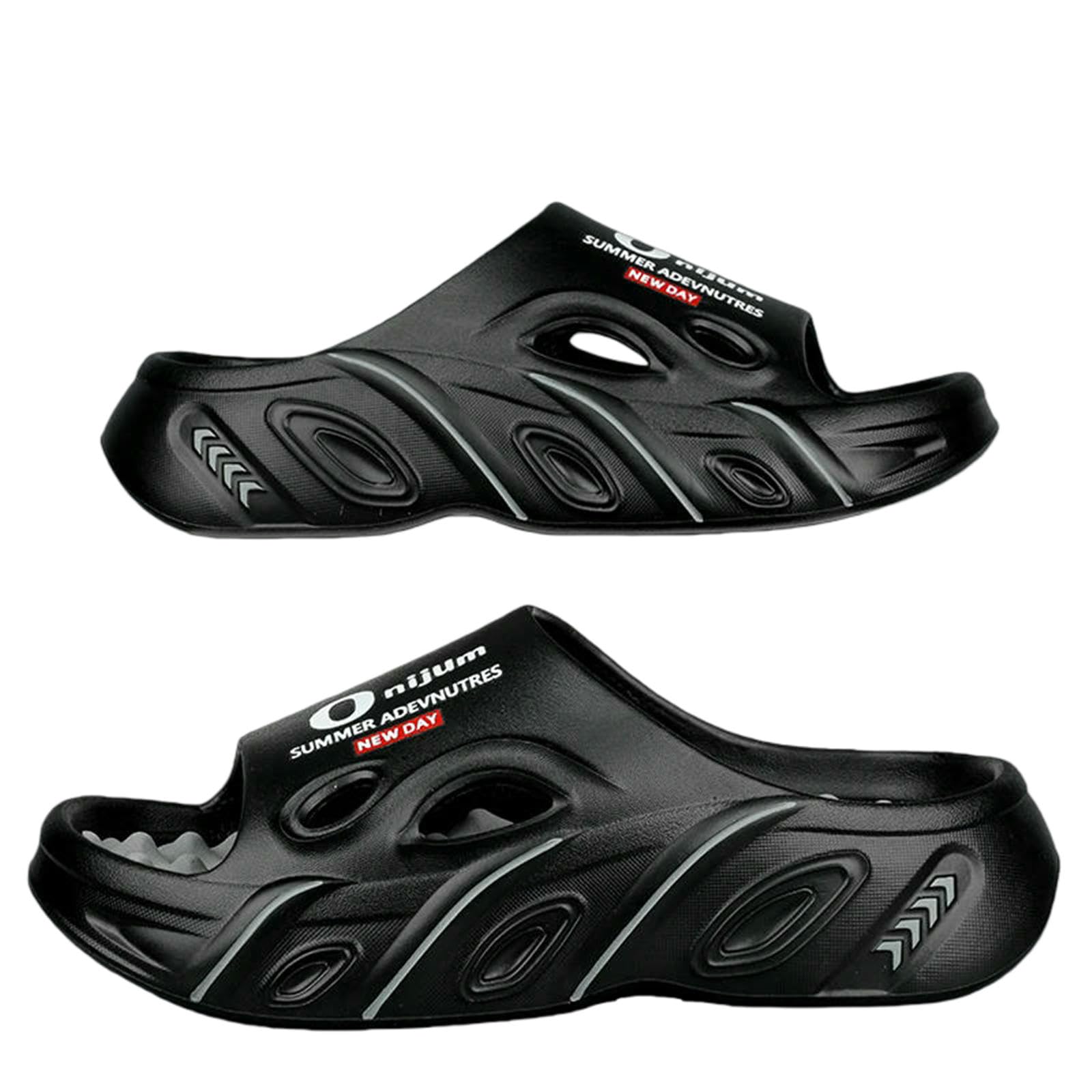 Ciabatte Uomo Pantofole da Massaggio Estive Sandali Esterno per Interni Scarpe Casual Spiaggia Scivoli Comodi Infradito Donna Uomo-Nero Grigio-44-45
