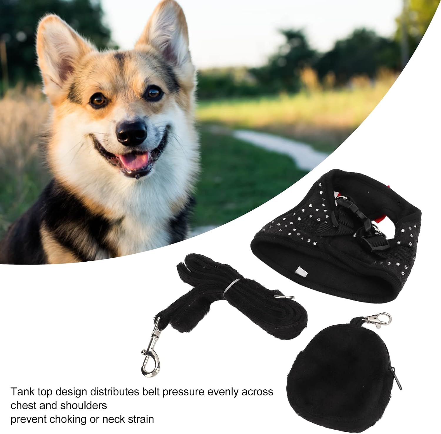 Pet Dog Cat Walking Harness Jacket, Dog Harness and Leash Escape Proof Breathable Comfortable Cat Walking Jackets for Small Dogs(M-Black)