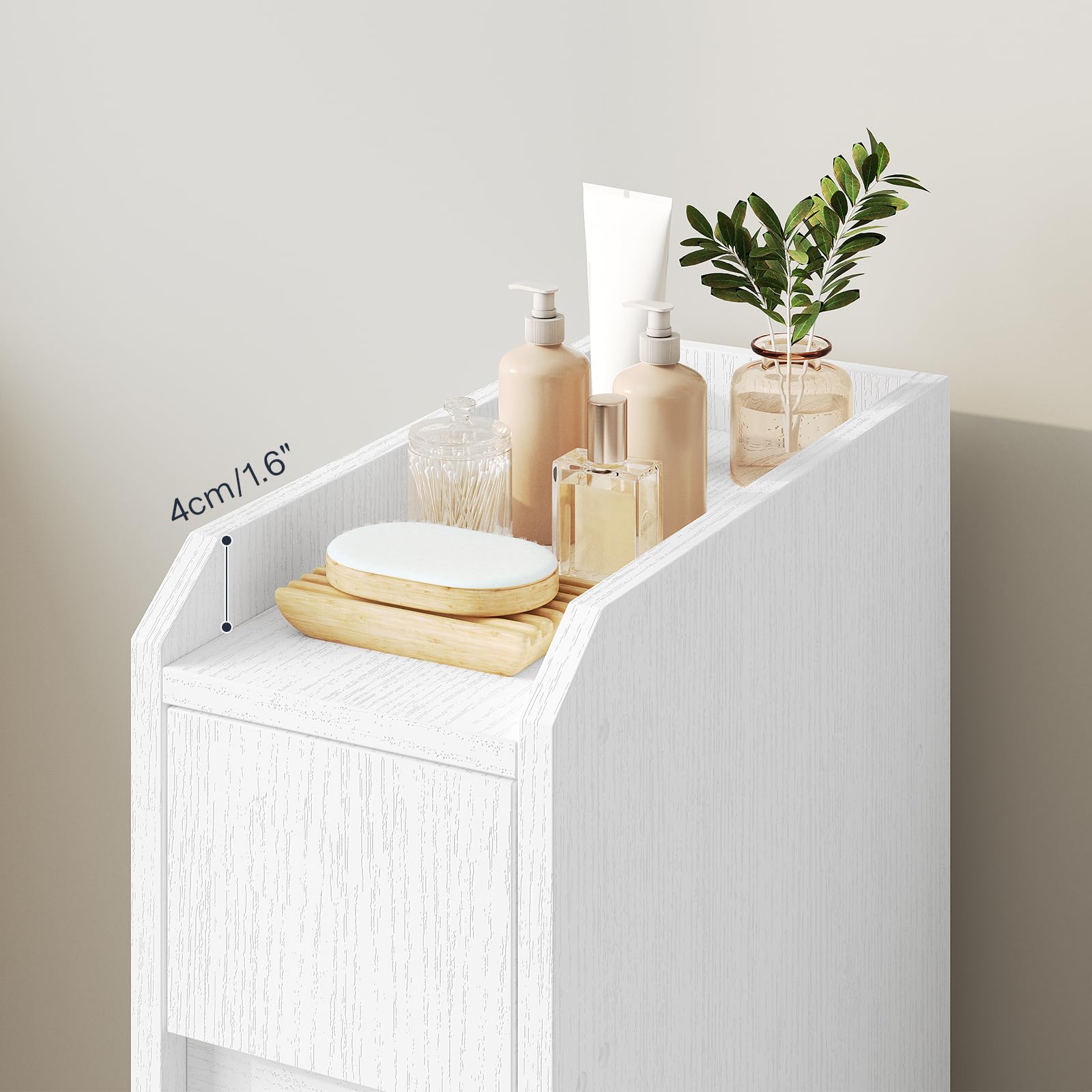 HOOBRO Armario para Baño Ultrafino, con 2 Cajones de Deslizamiento Suave y Dispositivo de Fijación, Mueble Estrecho de Almacenaje de Baño, para Lavadero, 18 x 40 x 70 cm, Blanco EWW11BC01