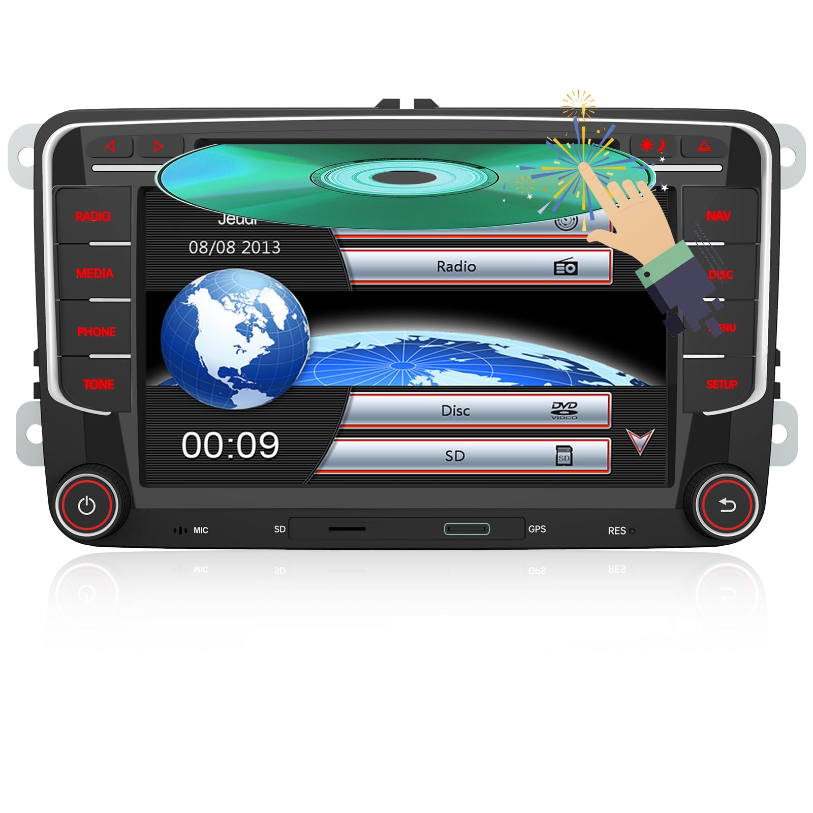 AWESAFE Wince 6.0 Autoradio 2 Din per VW Volkswagen Golf 5 6 Polo Passat Skoda Seat Tiguan, 7 Pollici con GPS Navigatore Car Radio Supporta la funzione Comandi al volante BT CD DVD SD USB RDS