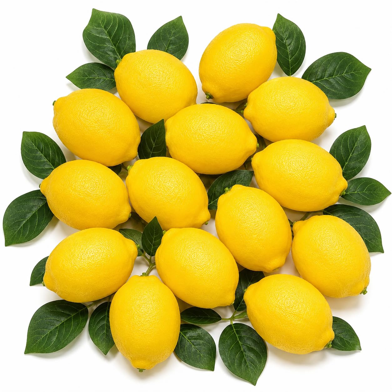 WSTELHH 14 Pack Artificial Lemons with Leaves, Faux Fruit for Kitchen Decor
