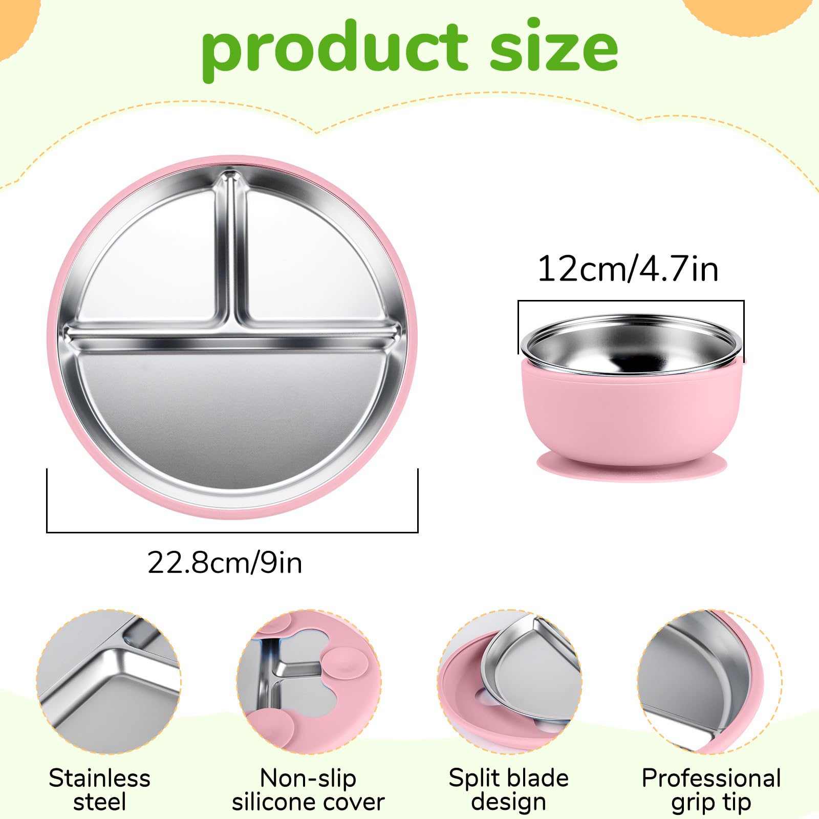 Stainless Steel Baby Feeding Set, Dishwasher Safe Toddler Utensils - Image 2
