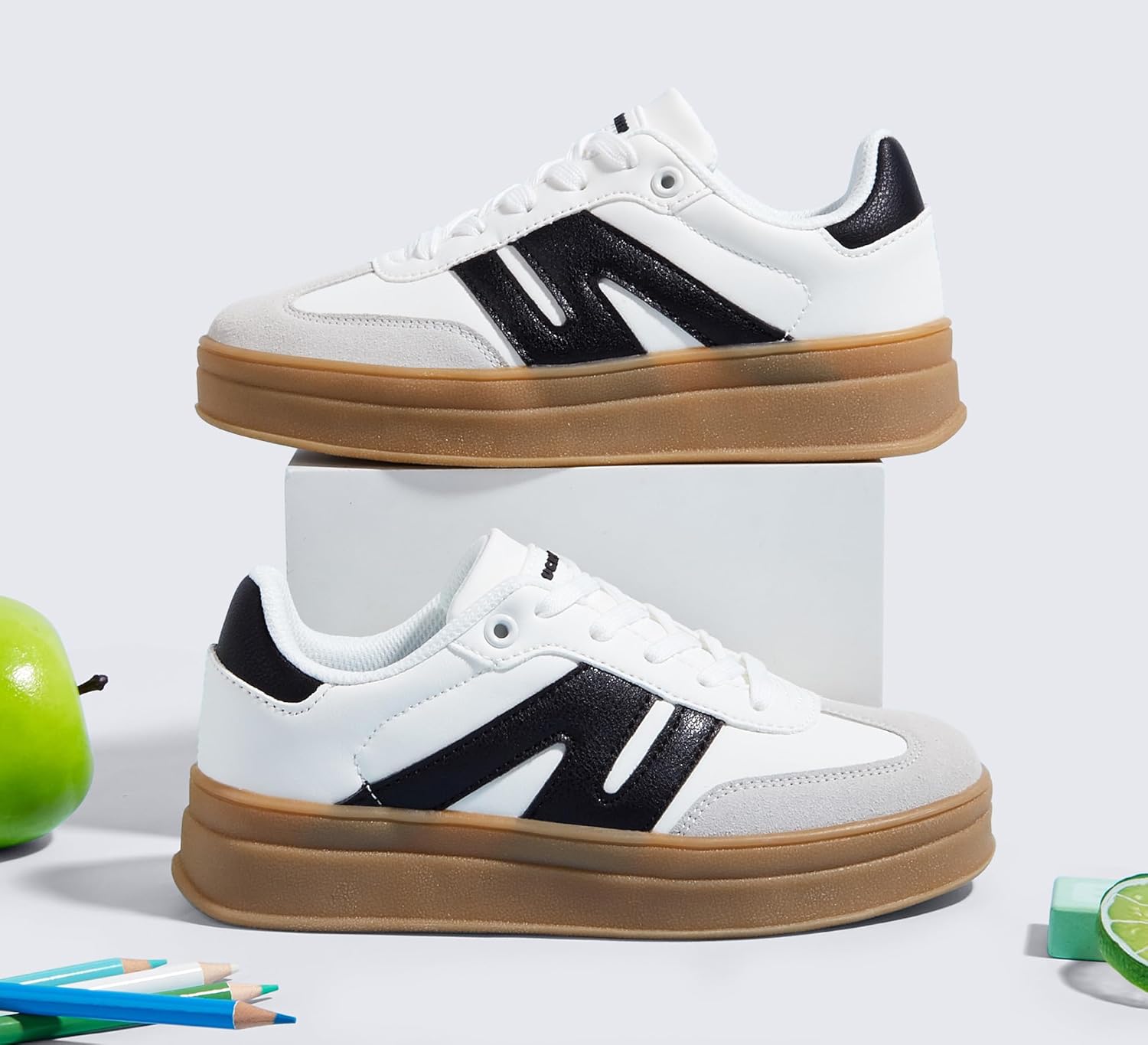 LUCKY STEP Boys Girls Platform Sneakers Fashion Casual Non Slip Walking Shoes Classic Retro Tennis Sneaker for Big Kids - Image 2