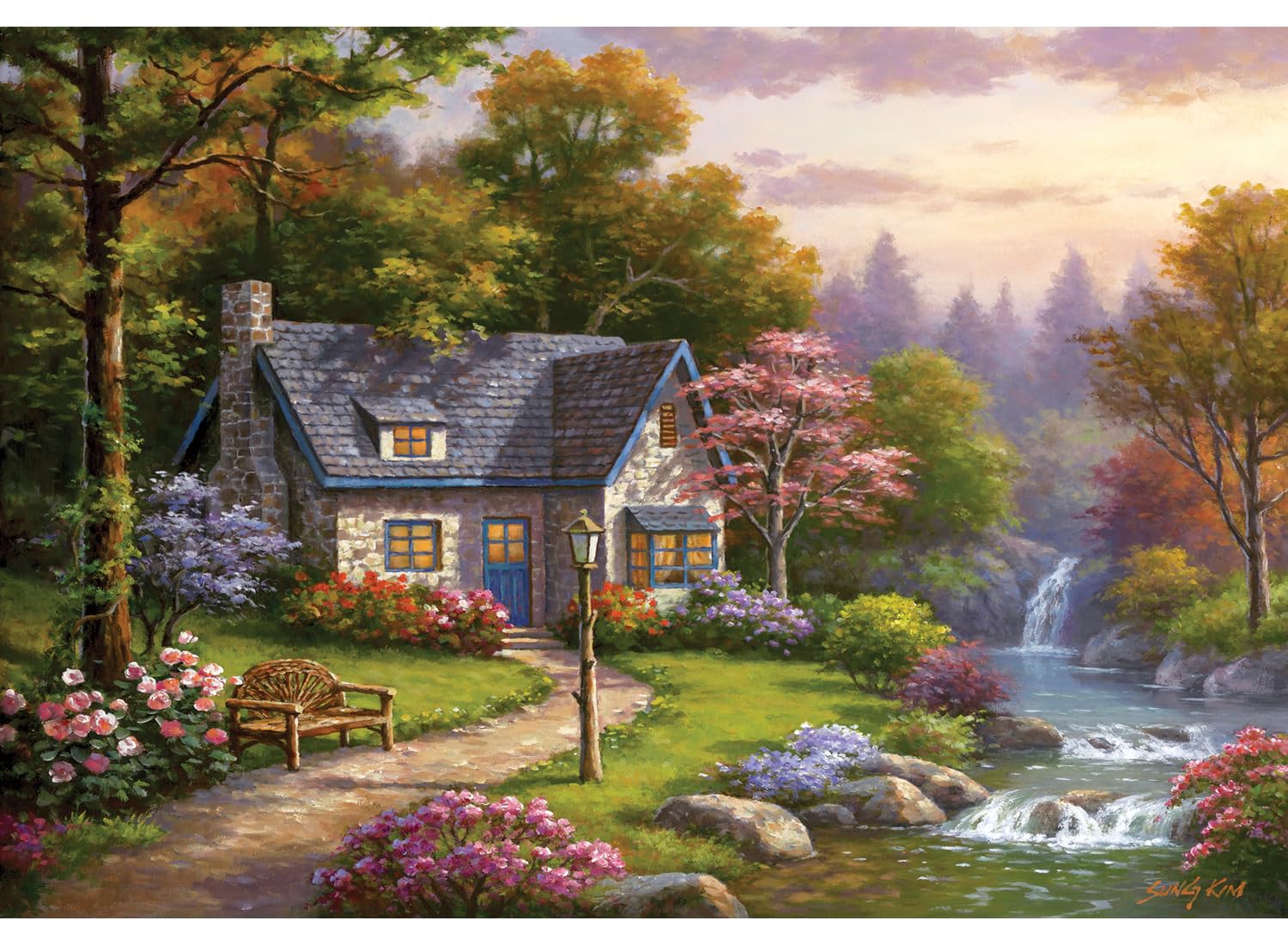 Anatolian Puzzle -Stonybrook Falls Cottage 2000 Piece Jigsaw Puzzle # 3940