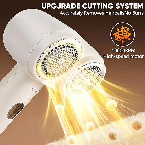 Miniatura 6 de Afeitadora de tela de doble cabezal, removedor eléctrico de pelusas, removedor de pelusa para ropa, desfuzzer de 6 hojas de hojas, afeitadoras de