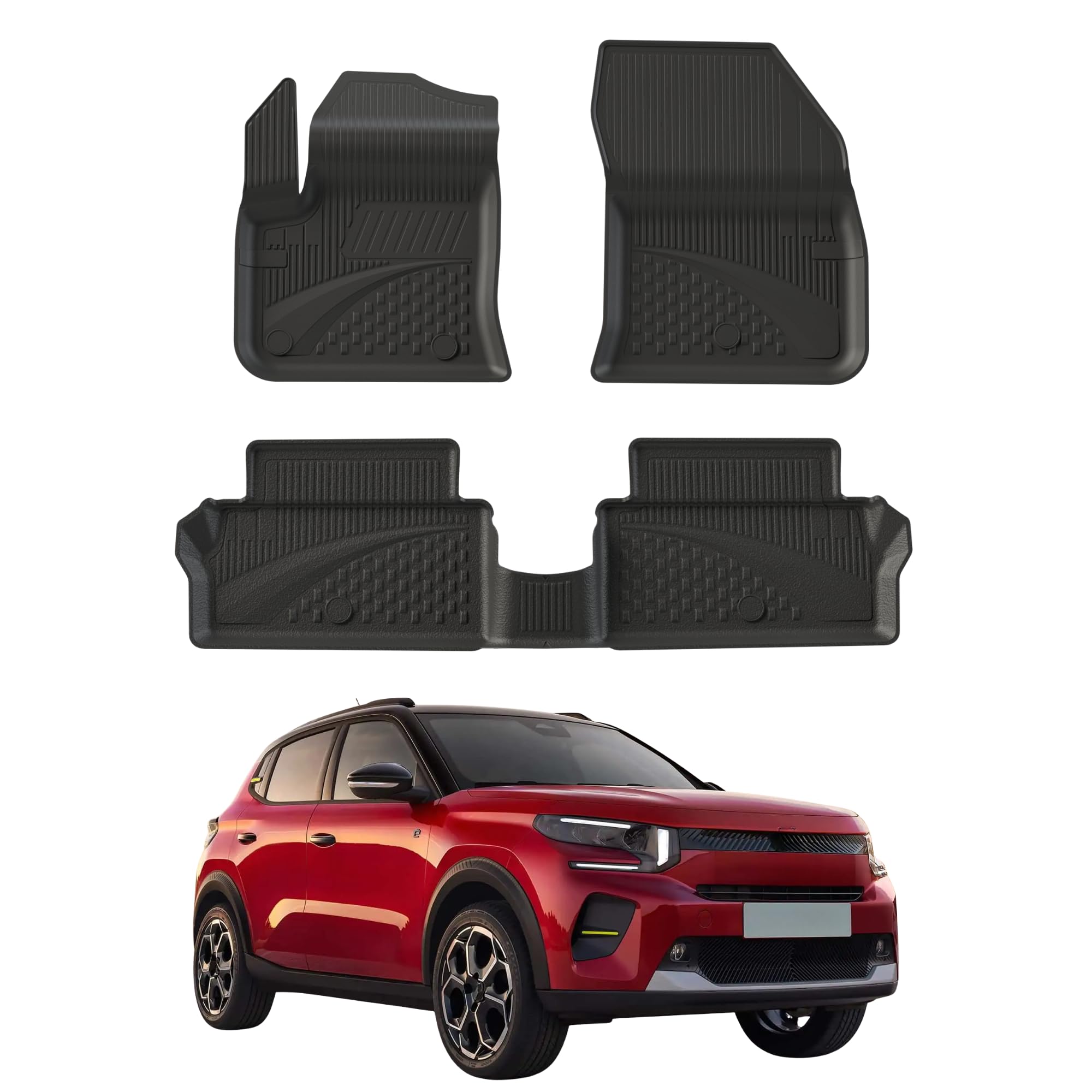 Sahler Tappetini per auto compatibili con Citroen E-C3 HB 2024-2026 | 4.5D Premium TPE gomma antiscivolo tappetini in gomma impermeabile auto tappetino nero