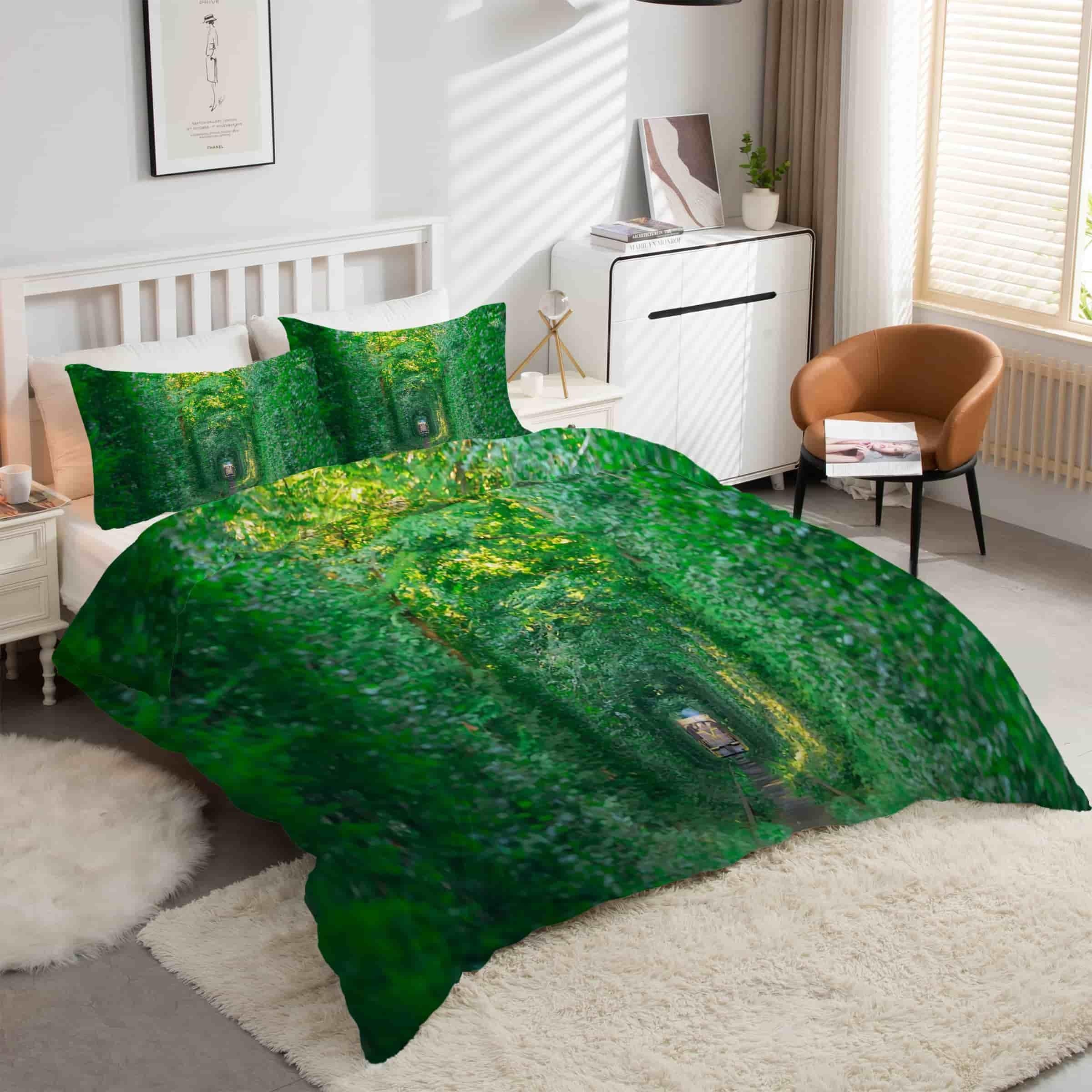 Parure de lit 90x190 Forêt Vert : créez une ambiance nature dans la chambre