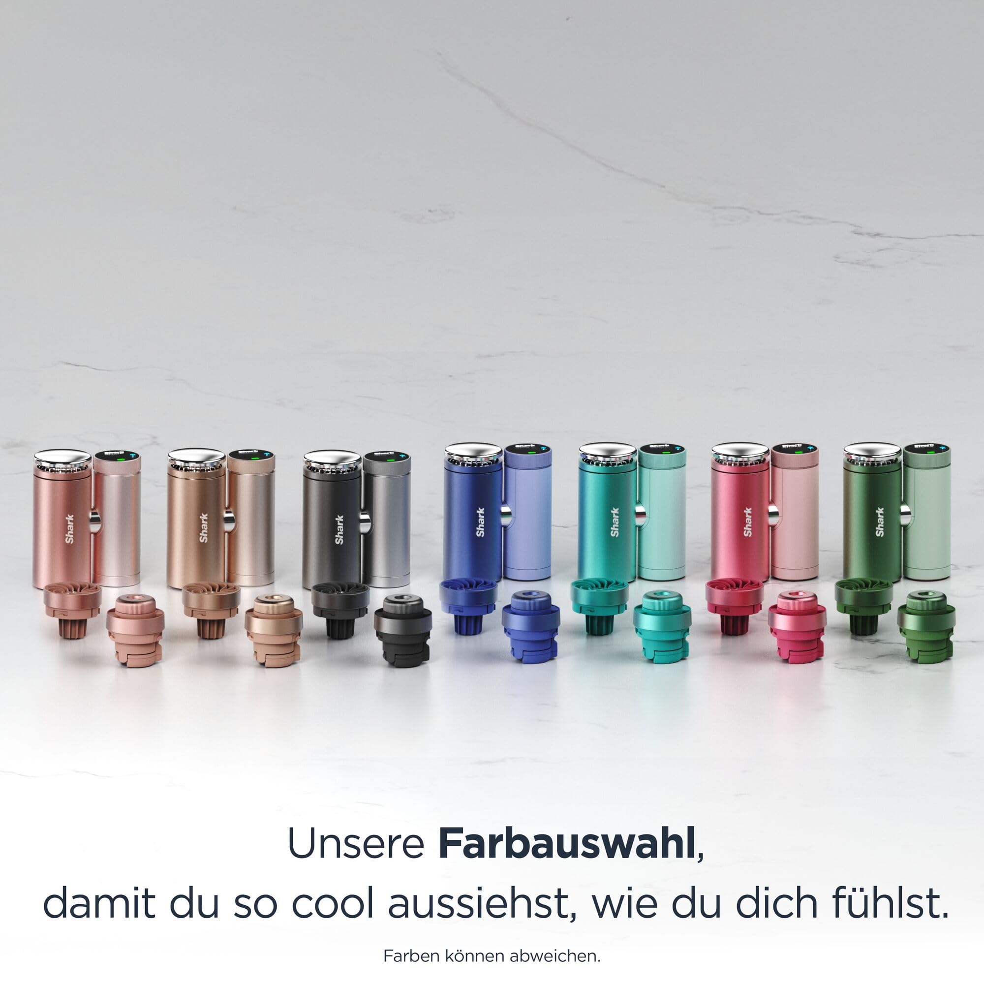 Shark ChillPill 3-in-1-Hochgeschwindigkeits-Handventilator-, Sprühnebel- und InstaChill-System Paket mit Reise-Etui, mit 3 Kühlaufsätzen, reisefreundliches Design, Cloud FA021EU