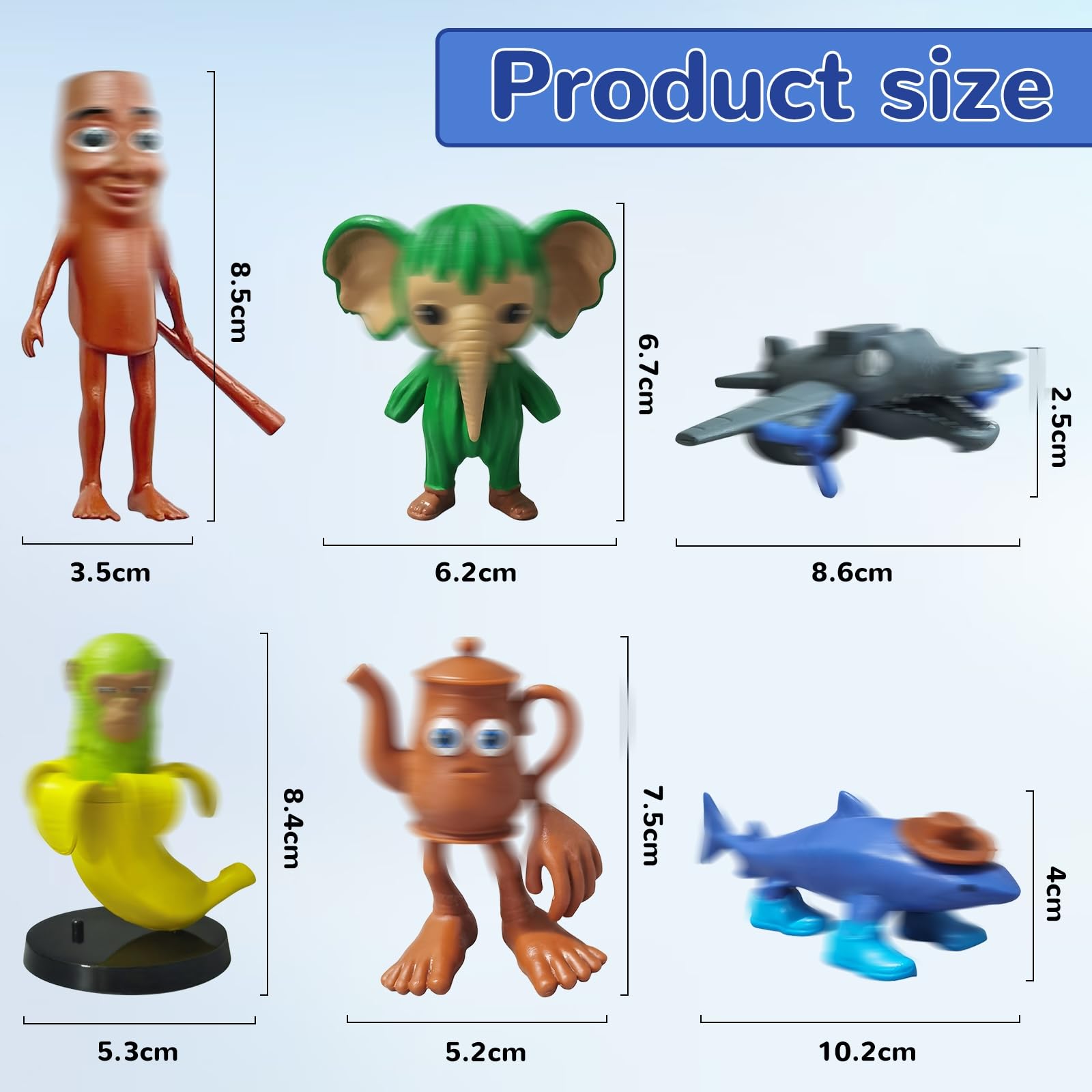 JIASHA Italian Brainrot Figures Set,Tung Tung Tung Sahur-Figura,3D Printed Figura Italian Animals,Tralalelo Tralala Cartoon Figurine Brainrot,Giocattoli Brainrot Per Figuren dei Fan