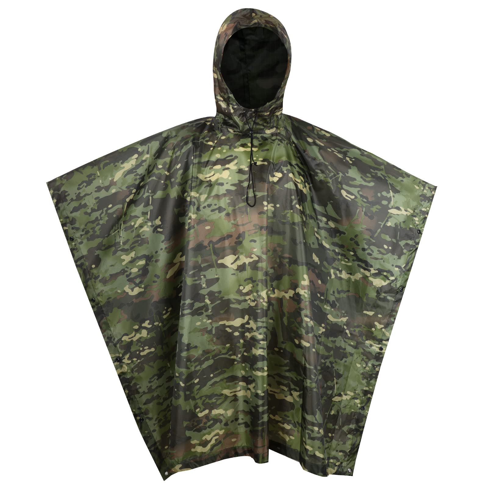 GRVCN Military Rain Poncho, Camouflage Raincoat Outdoor Waterproof Lightweight