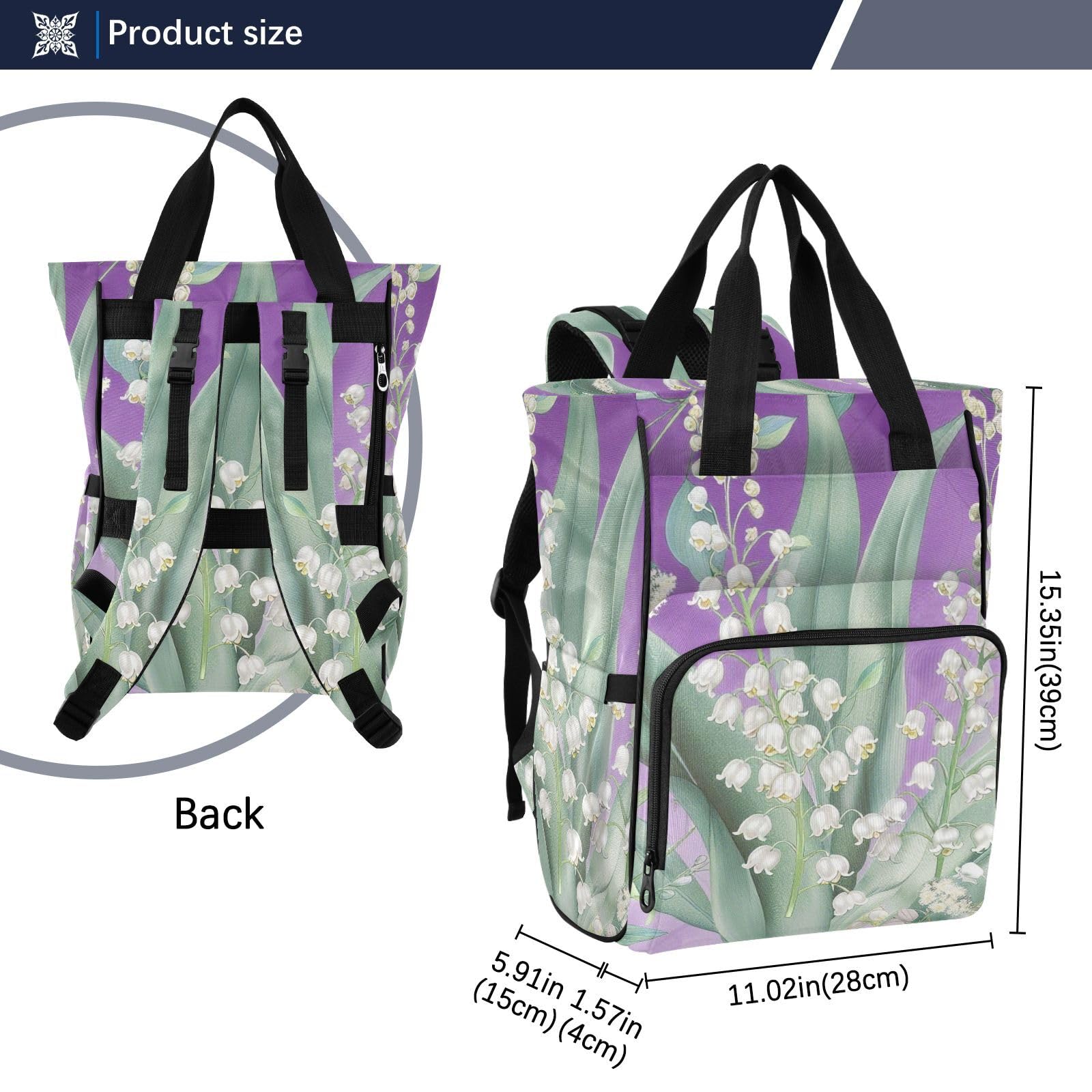 Torby podróżne na pieluchy Lily Valley Bell Purple
