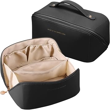 Makeup Pouch, Large Capacity, Makeup Pouch, Stylish, Cosmetic Bag, Storage Pouch, Cosmetic Storage, Includes Dividers, Brand, Travel, Vanity Pouch, Lightweight, Waterproof, Valentines Day, Mothers