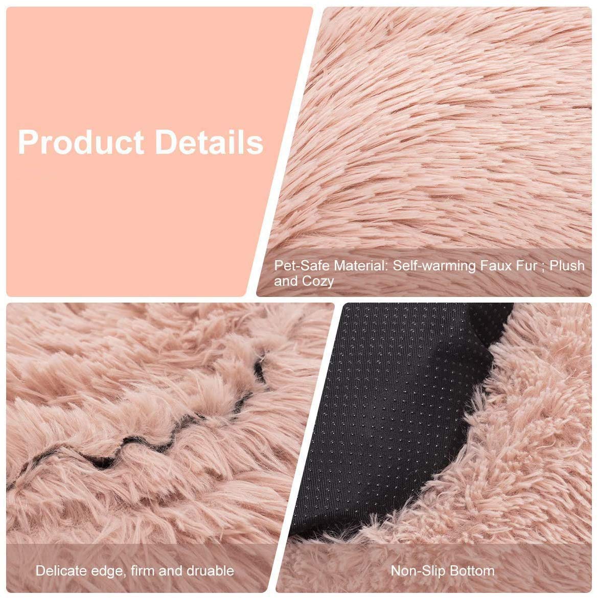 Hondenbed, wollig, hondenkussen, rond, huisdierbed, donut, kattenbed, wasbaar, knuffelbed hond voor katten en honden ( 50-120 cm, 7 maten