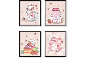 Aesthetic Rabbit Strawberry Anime Posters for Bedroom Wall Art
