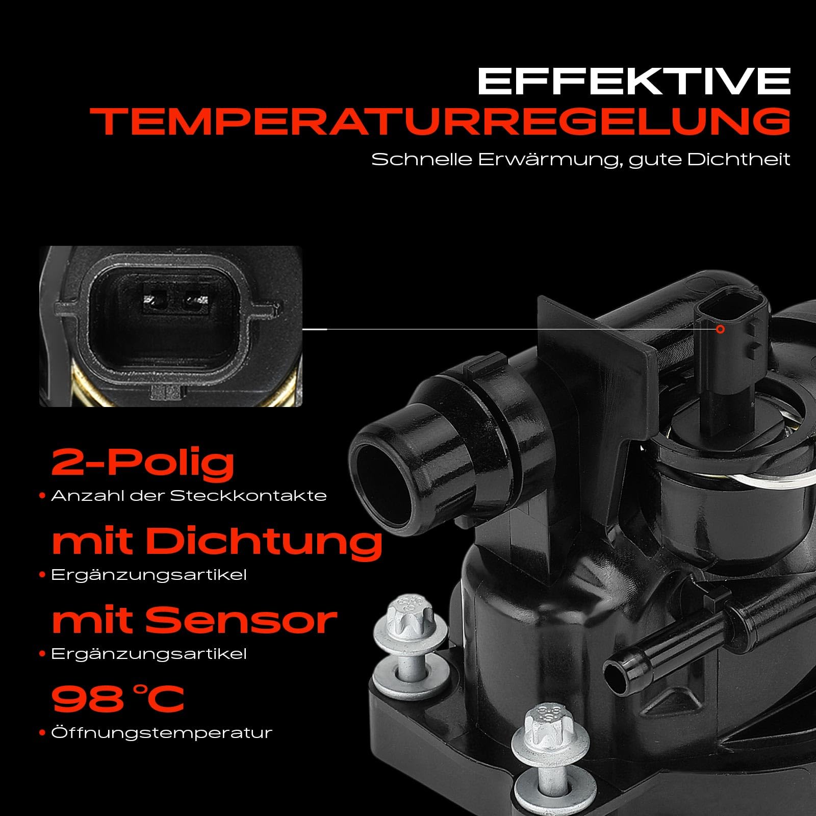 Frankberg Refrigerante del Termostato 2-Poli Compatibile con Classe A W177 B-Class W247 CLA C118 CLA Shooting Brake X118 GLA H247 GLB X247 Replace# 2822030175
